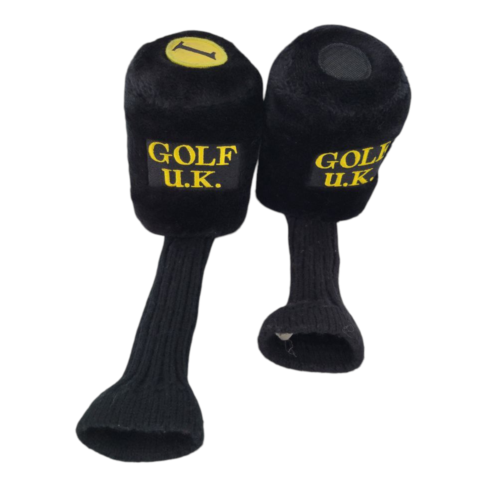 Golf UK Black Knit Driver Headcovers Set of 2 Faux Fur Sock Style 1 Wood