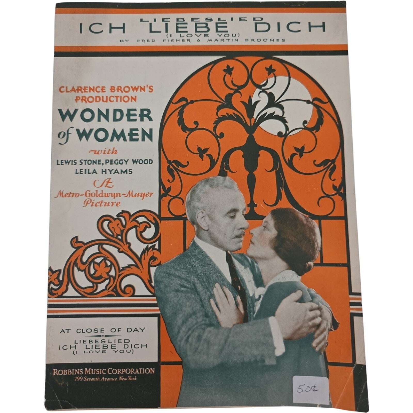 Liebeslied Ich Liebe Dich 1929 Vintage Sheet Music from Wonder of Women MGM
