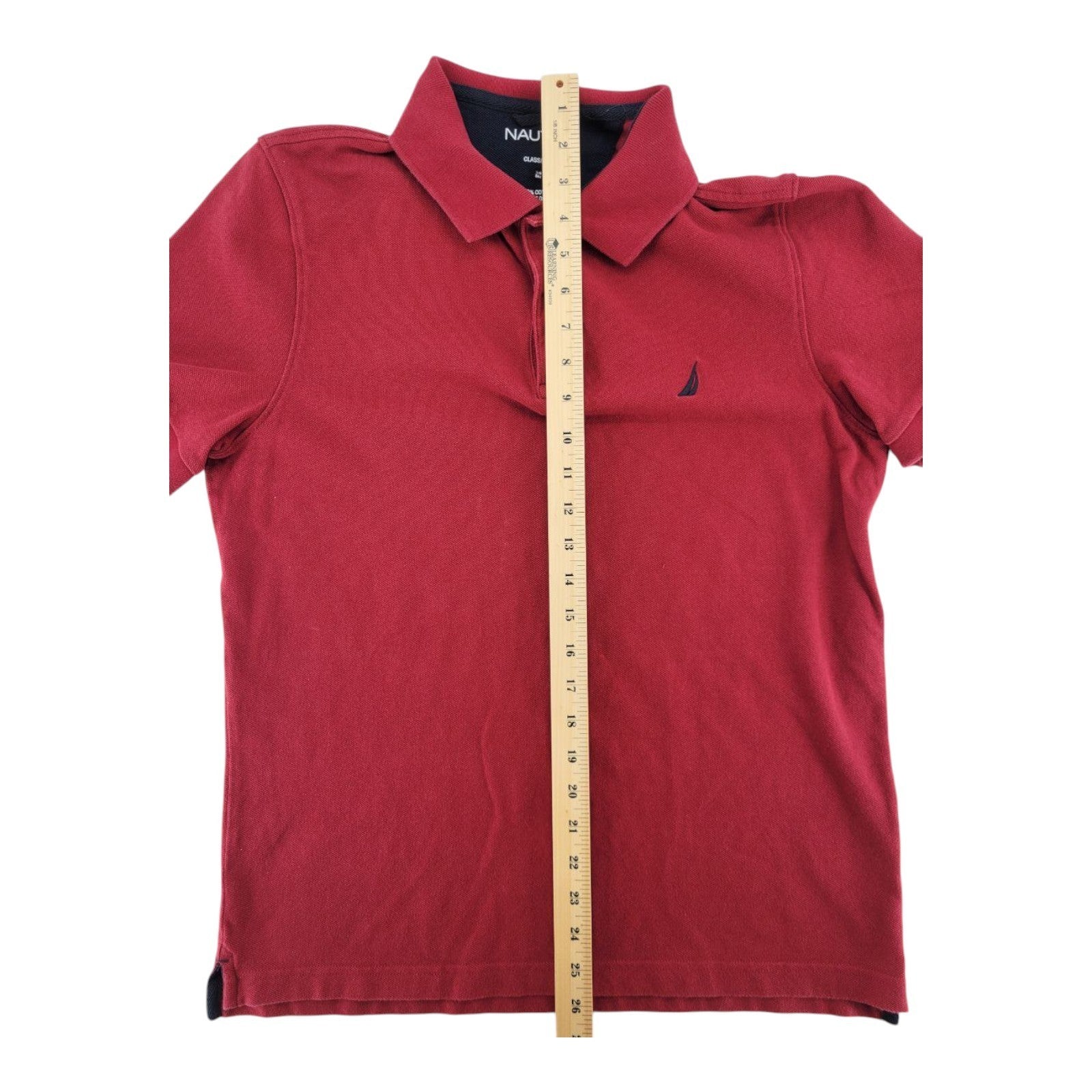 Nautica Mens Classic Fit Polo Shirt Red 100% Cotton Short Sleeve Size M