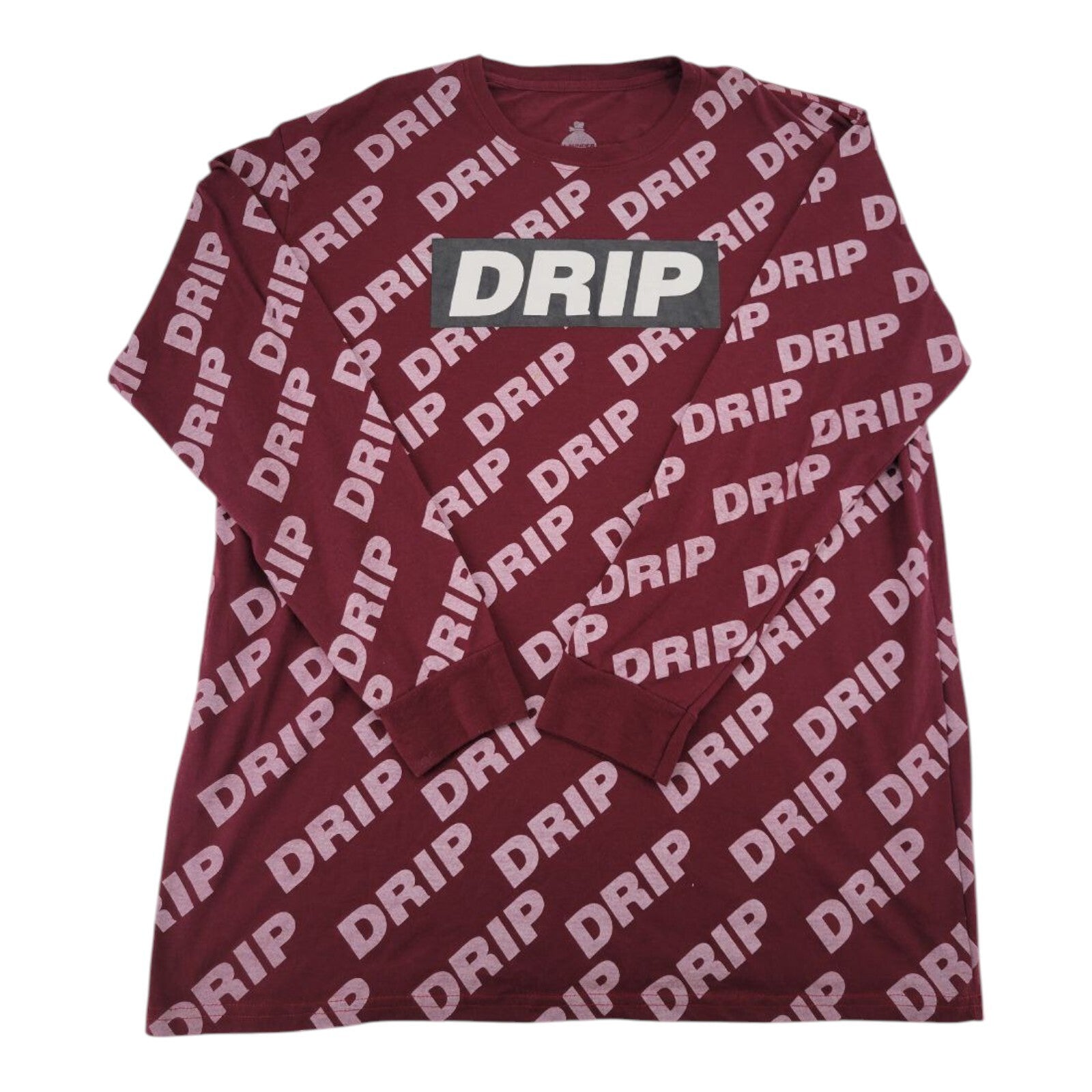 Launder Apparel Drip All Over Print Long Sleeve Shirt Maroon Size XL