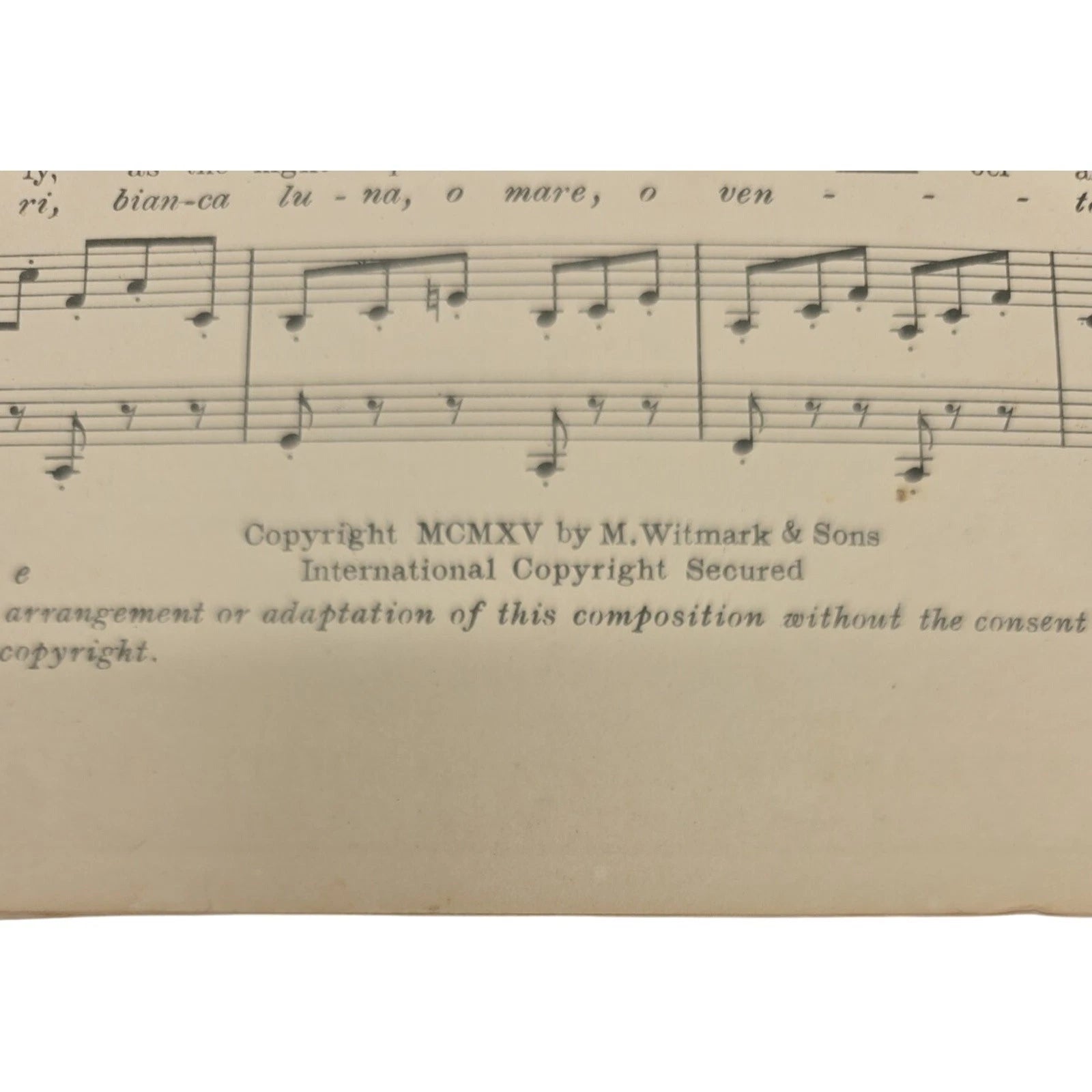 Neapolitan Love Song Sweet One How My Heart Is Yearning 1915 Sheet Music