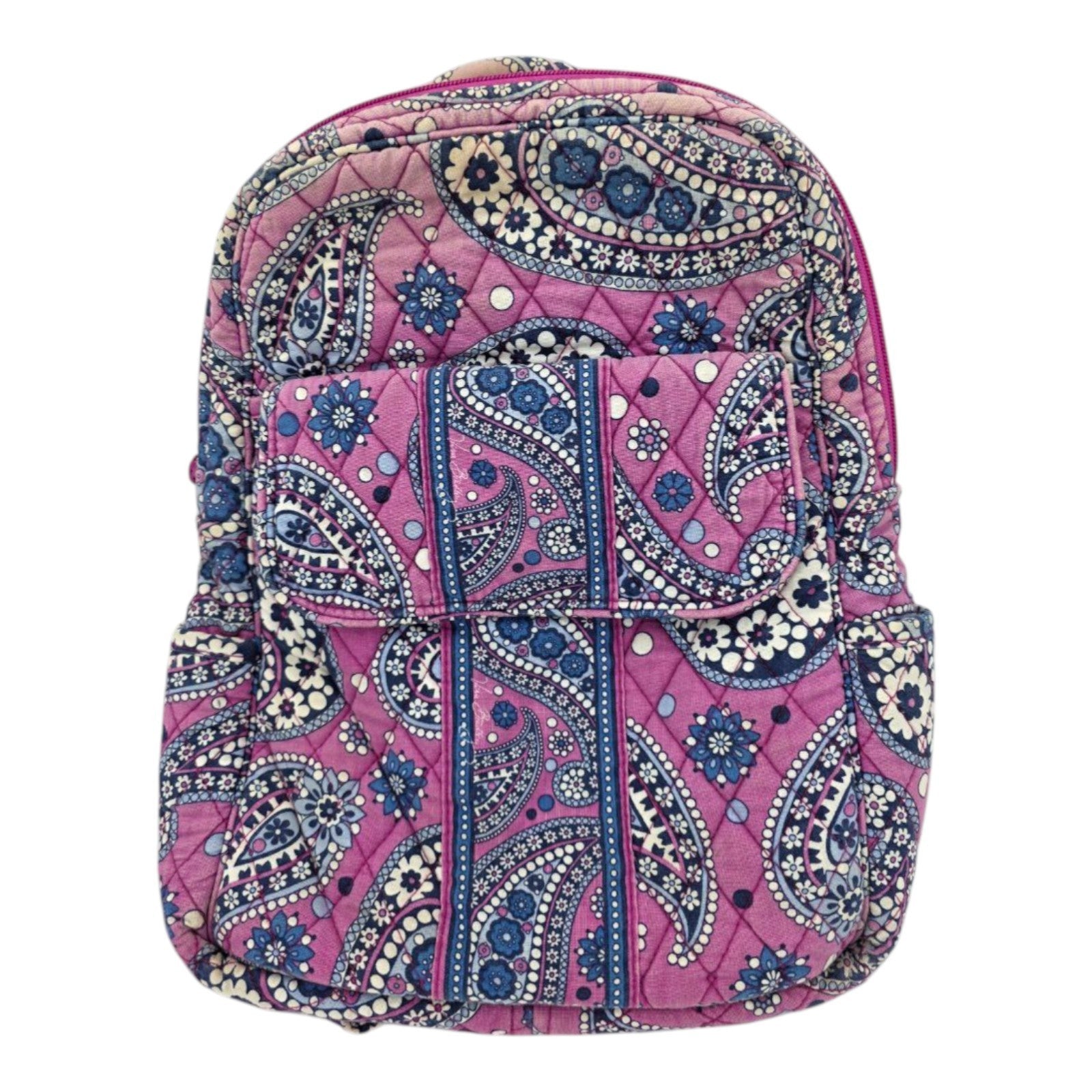 Vera Bradley Pink Purple Paisley Quilted Backpack Adjustable Straps 12x12