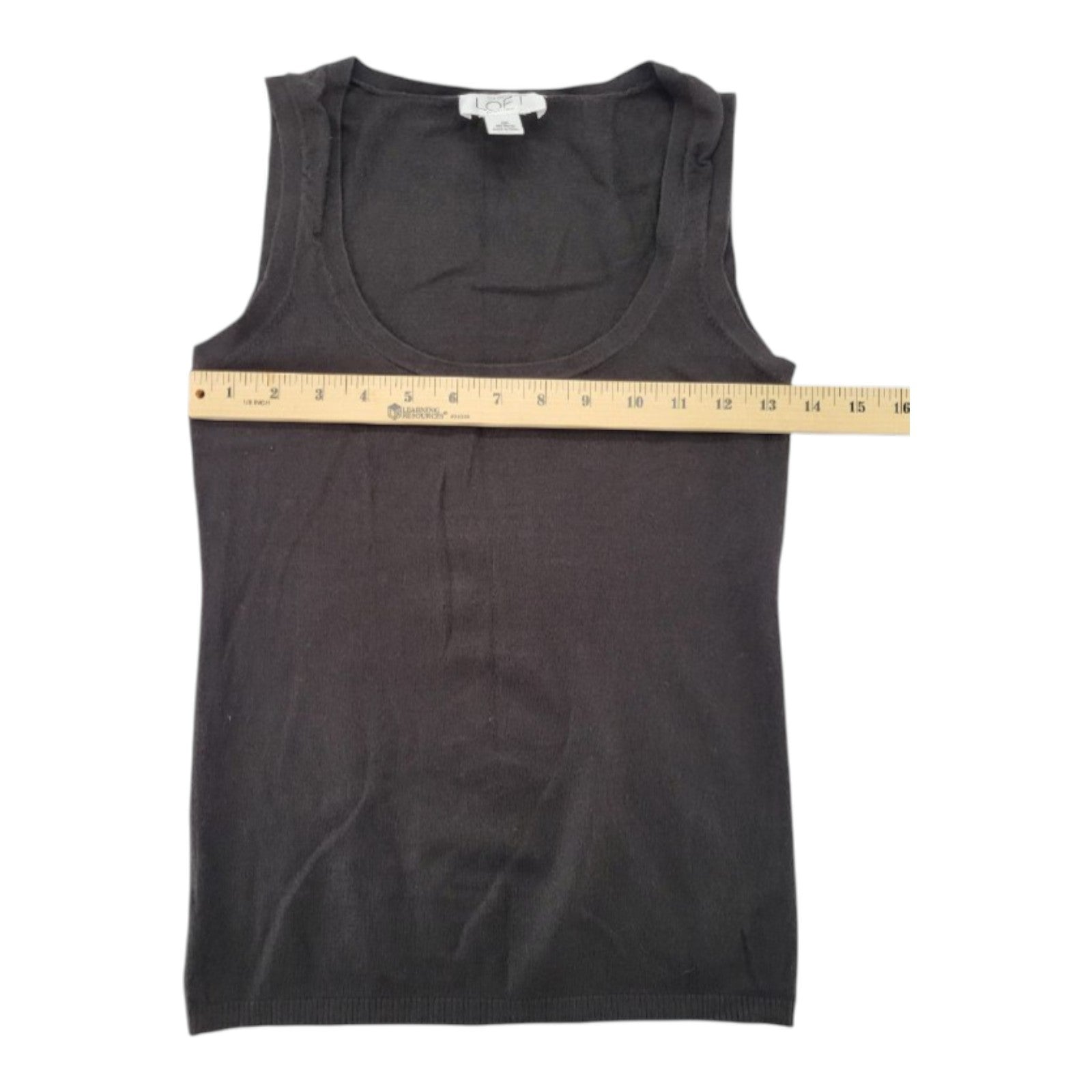 Ann Taylor LOFT Petites Women's Black Knit Tank Top Scoop Neck Rayon Nylon SP