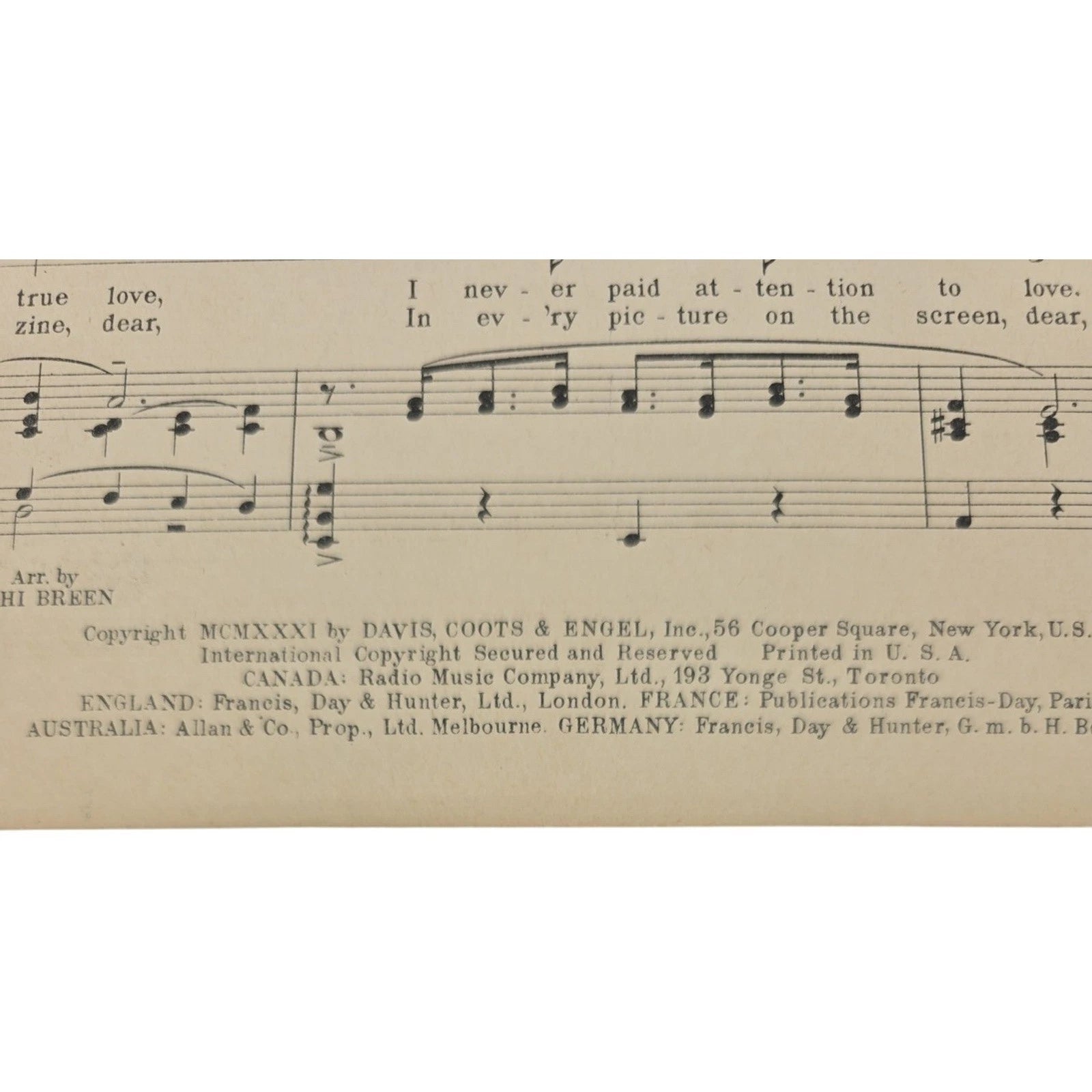 Oh What a Thrill To Hear It from You 1931 Sheet Music Featuring George Hall