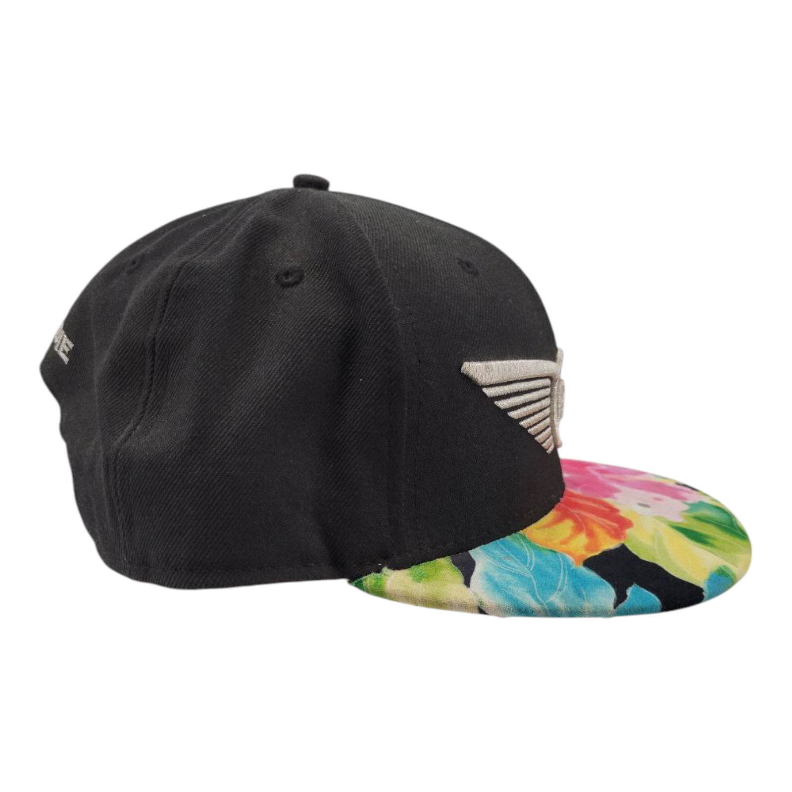 New Era 9FIFTY Fly or Die Snapback Hat Floral Brim Black Multicolor Cap