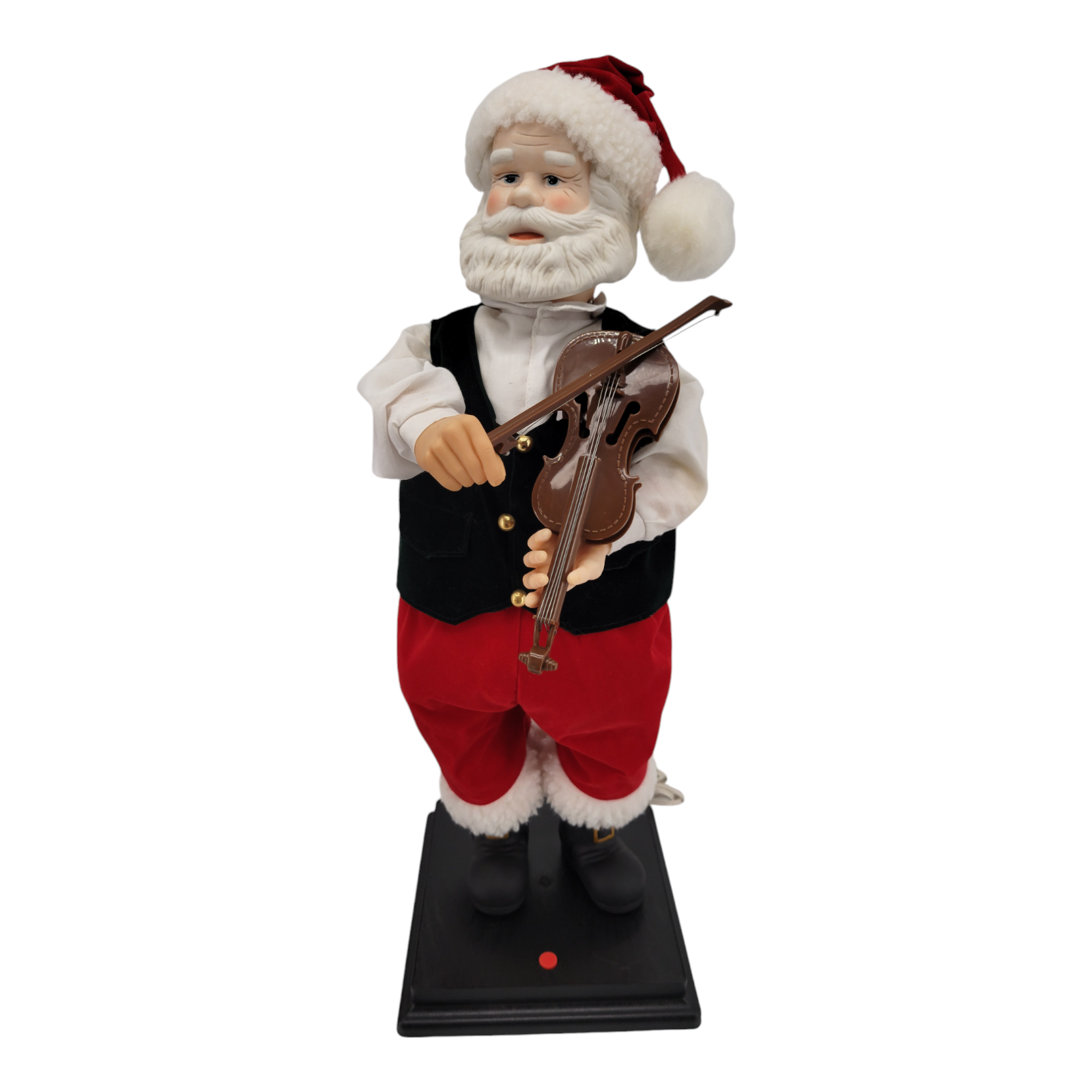 Grandeur Noel Musical Motion Santa Playing Violin 22" Vintage Holiday Decor