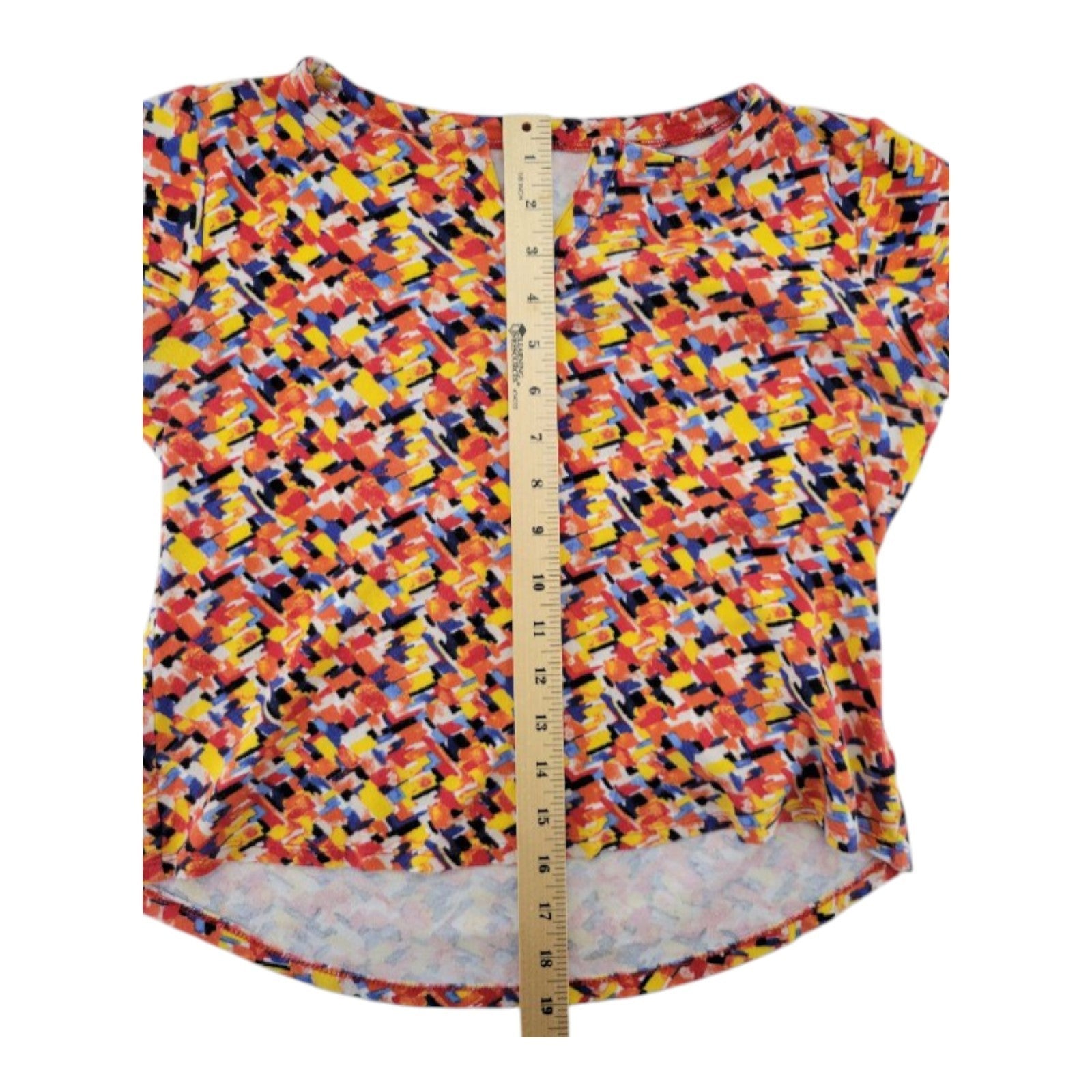 Anne Klein Sport Women's Multicolor Abstract V-Neck Cap Sleeve Top PS