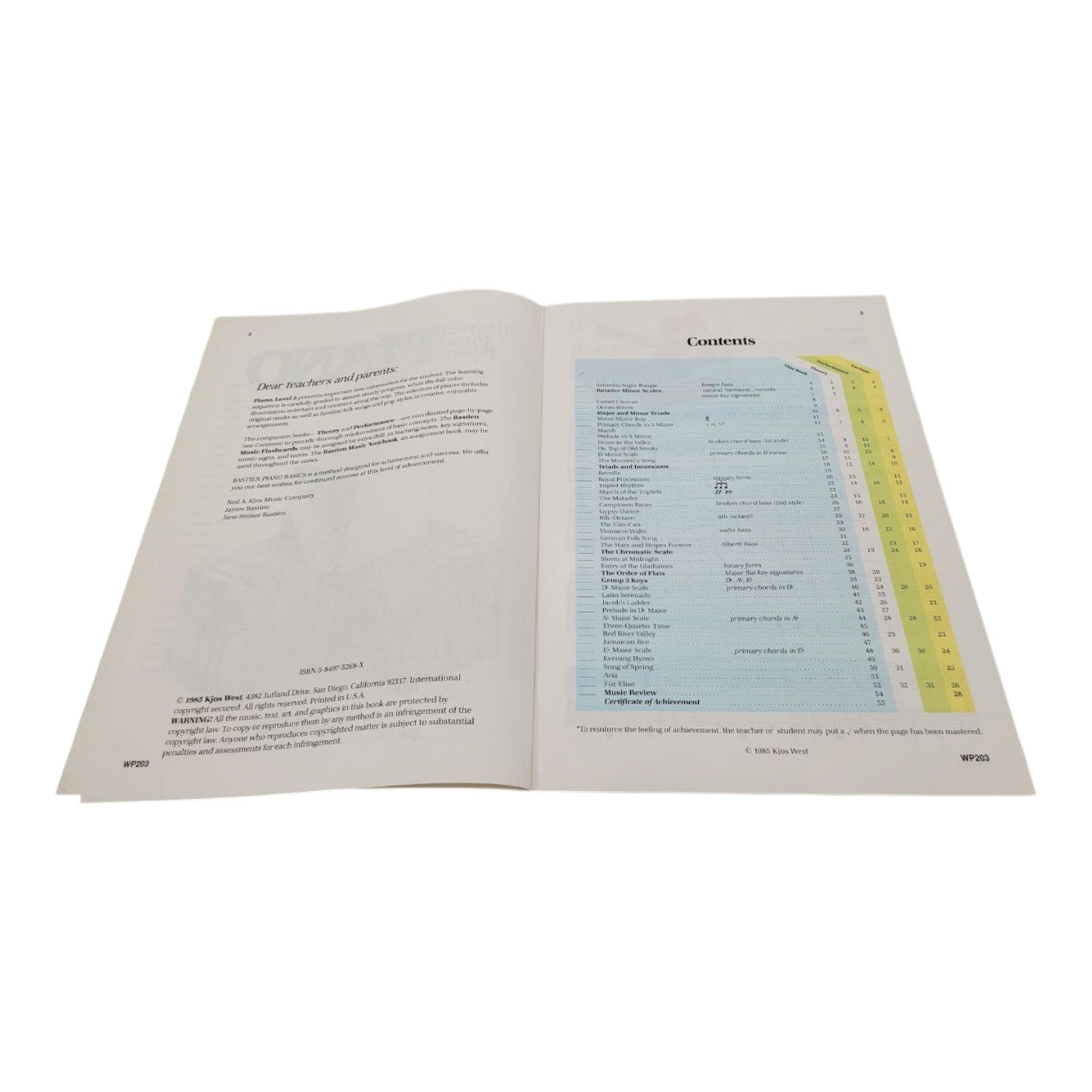 Bastien Piano Basics Level 3 Sheet Music Book by James Bastien WP203 1985