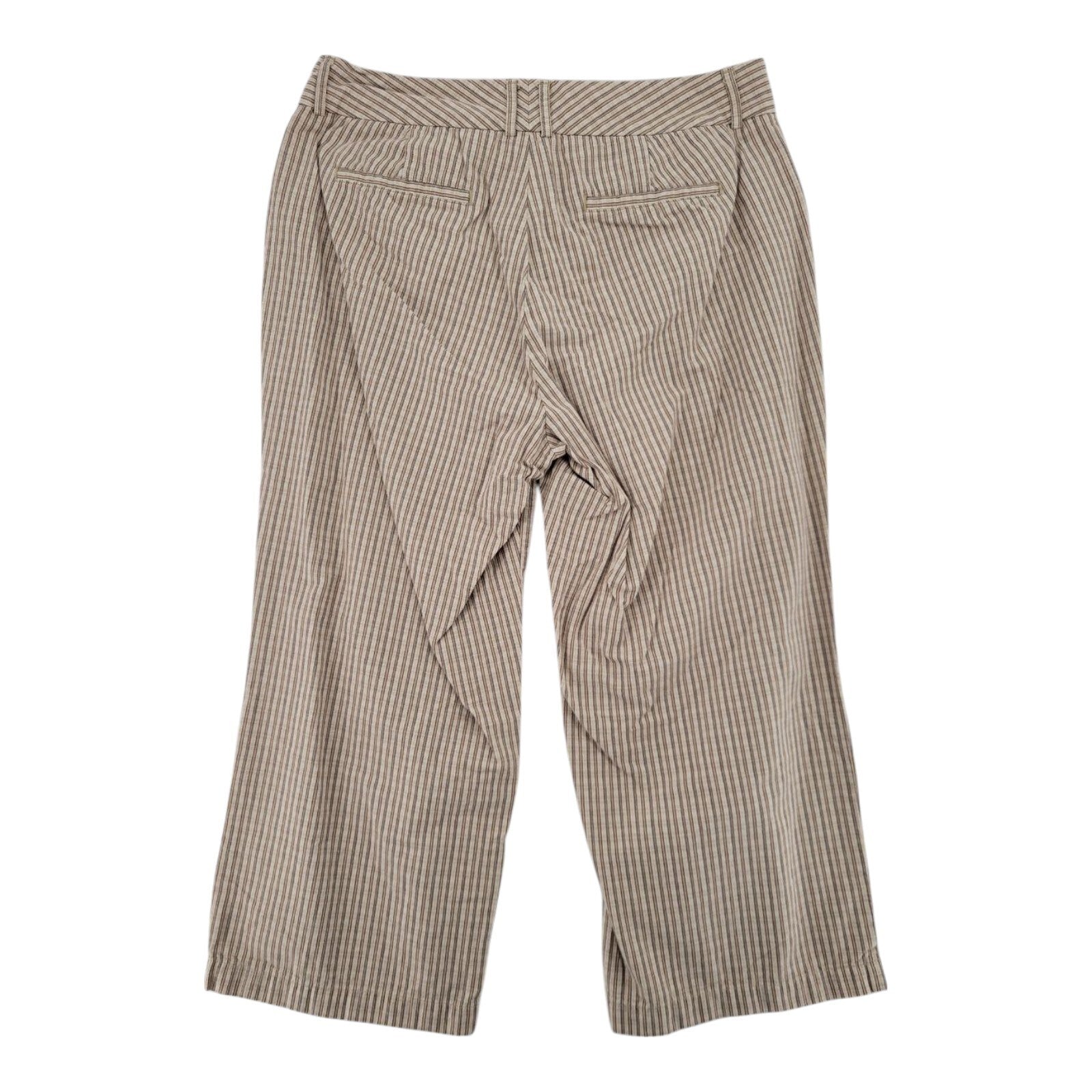 Dockers Ideal Fit Brown Stripe Metro Capri Pants Womens Stretch Size 8