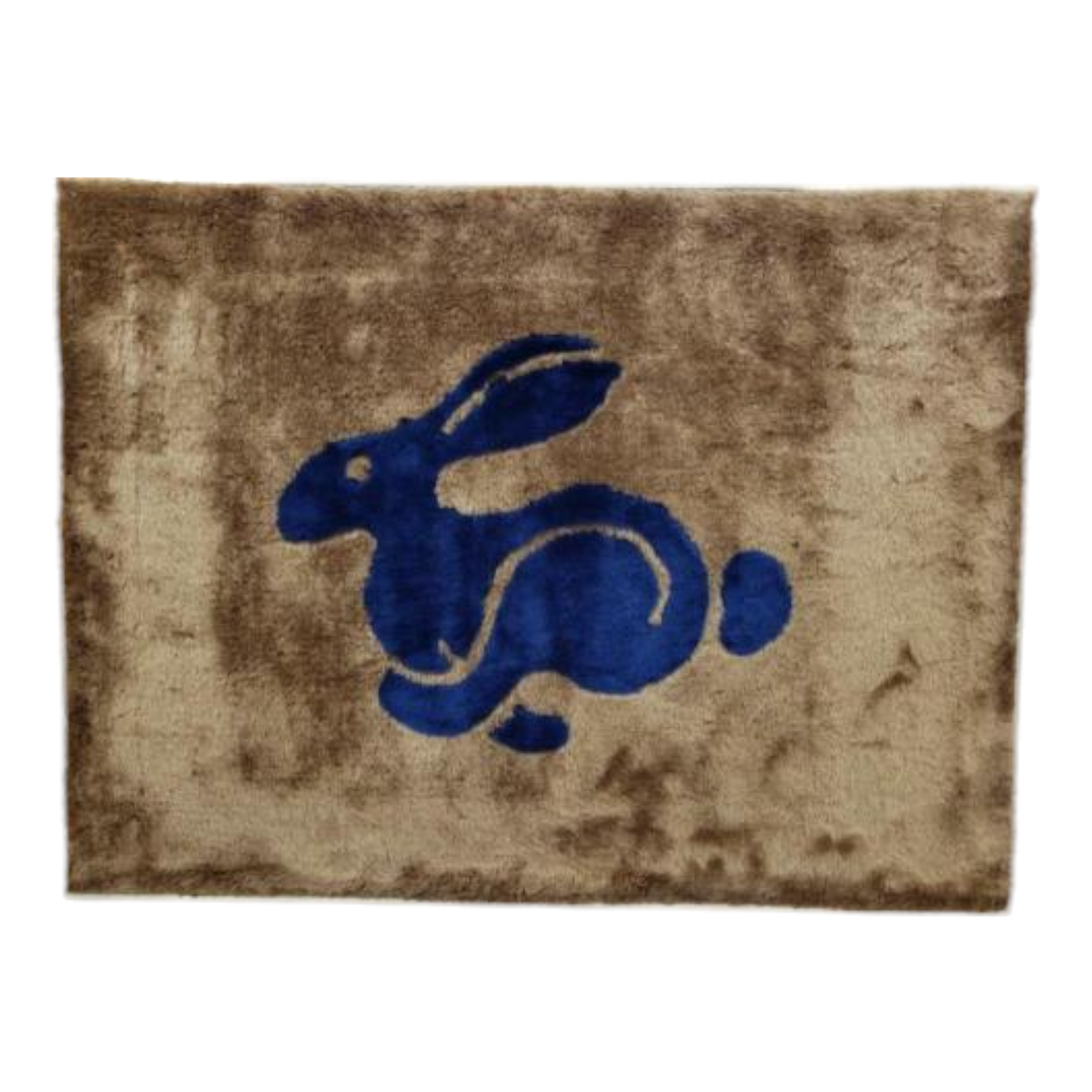 Vintage Wall Art Folk Collage Fur Blue Rabbit 36"x27" Framed