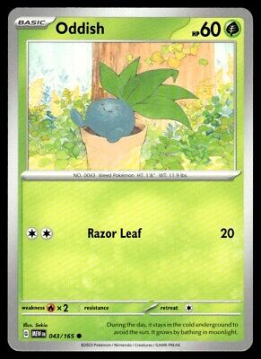 Pokemon 2023 Scarlet & Violet 151 Oddish Common #43 Near Mint Card