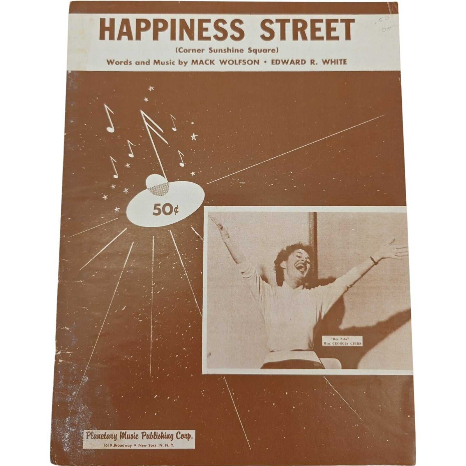 Vintage Sheet Music 1955 Happiness Streetby Mack Wolfson and Edward R. White