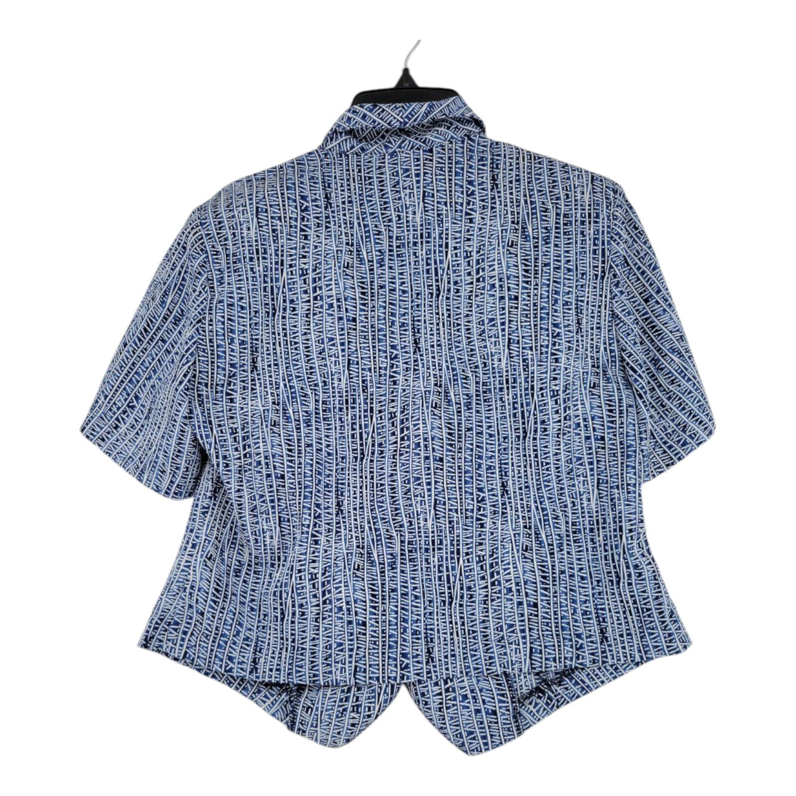 Alia Petites Blue Abstract Button Up Blouse Size 8