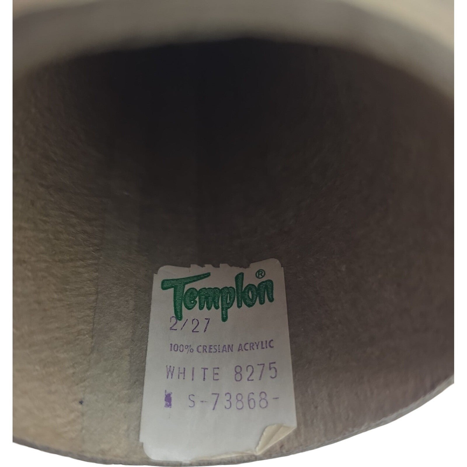 Vintage Templon 2/27 White 100% Creslan Acrylic Weaving Yarn Cone Lot 8275