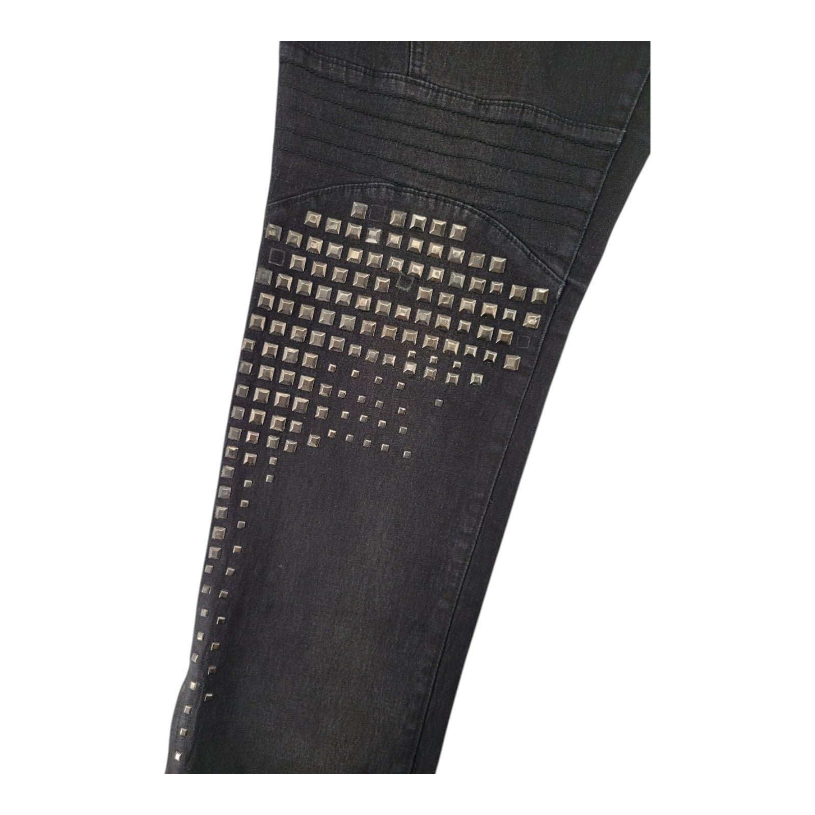 DG2 by Diane Gilman Black Studded Moto Jeans Size 14 Stretch Zip Hem