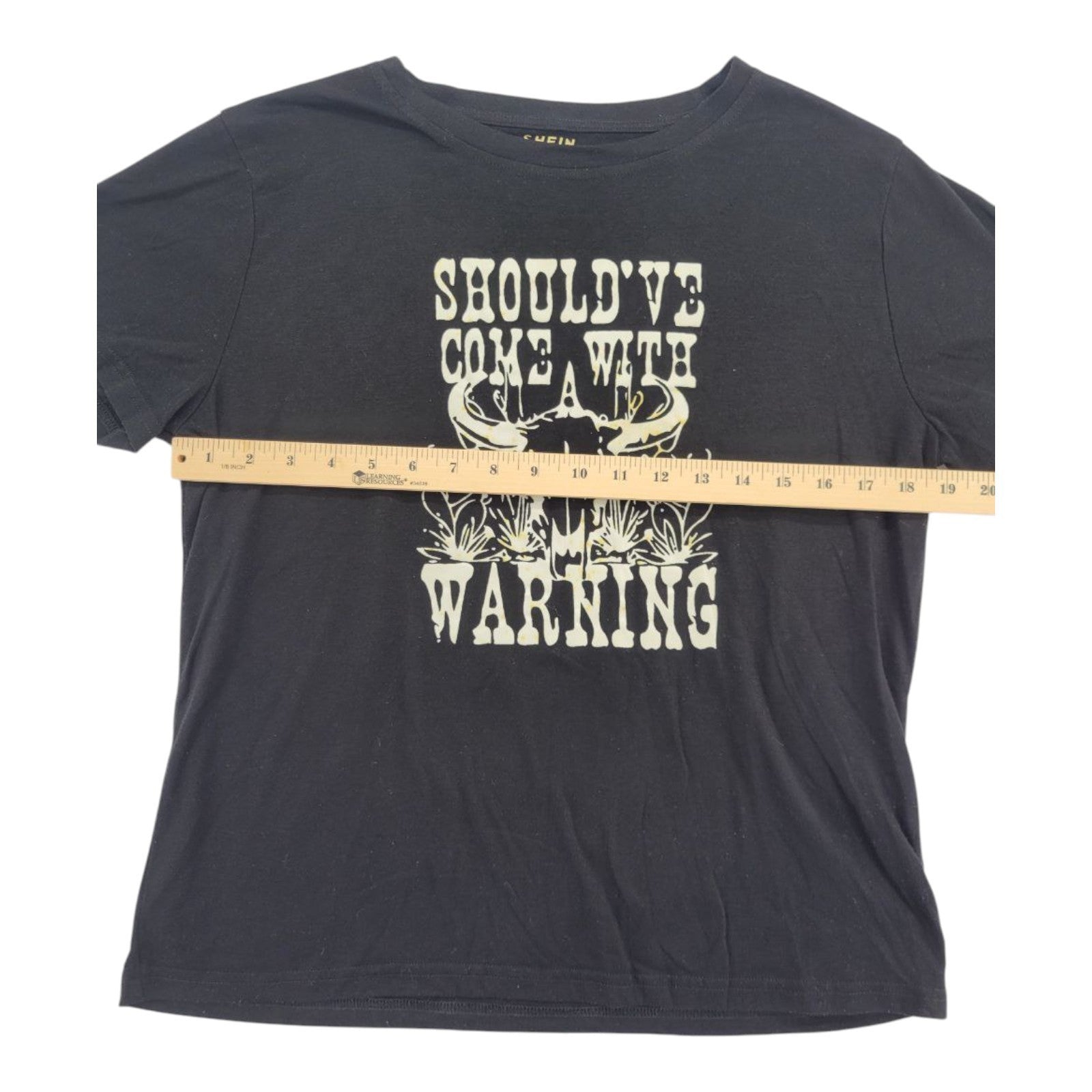 SHEIN Women's Black Graphic Tee Should've Come With Warning Shirt Size M