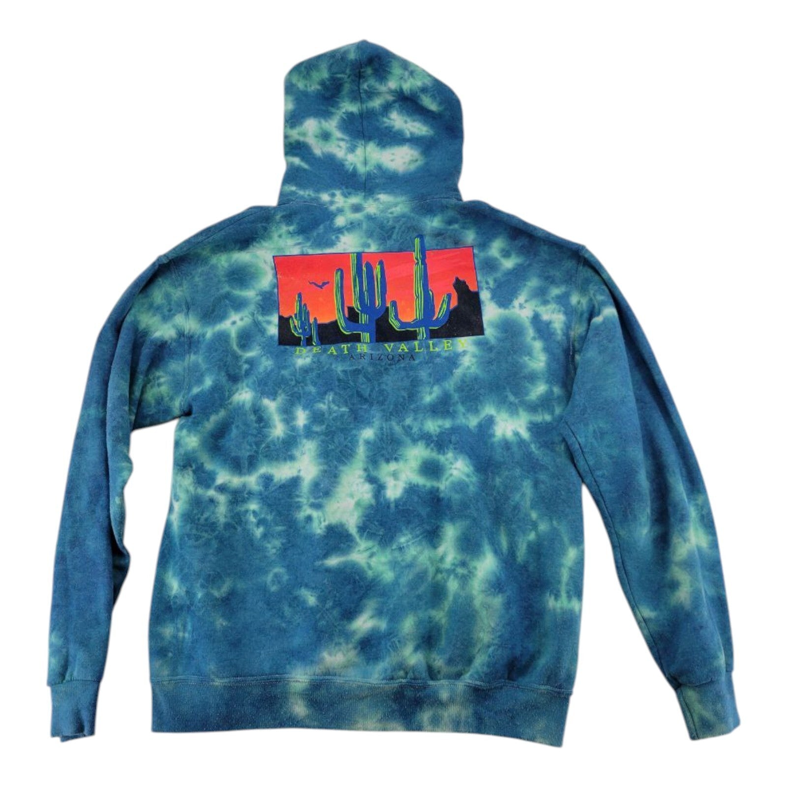 Artist Union Death Valley Arizona Tie Dye Hoodie Blue Green Cactus Desert Size L