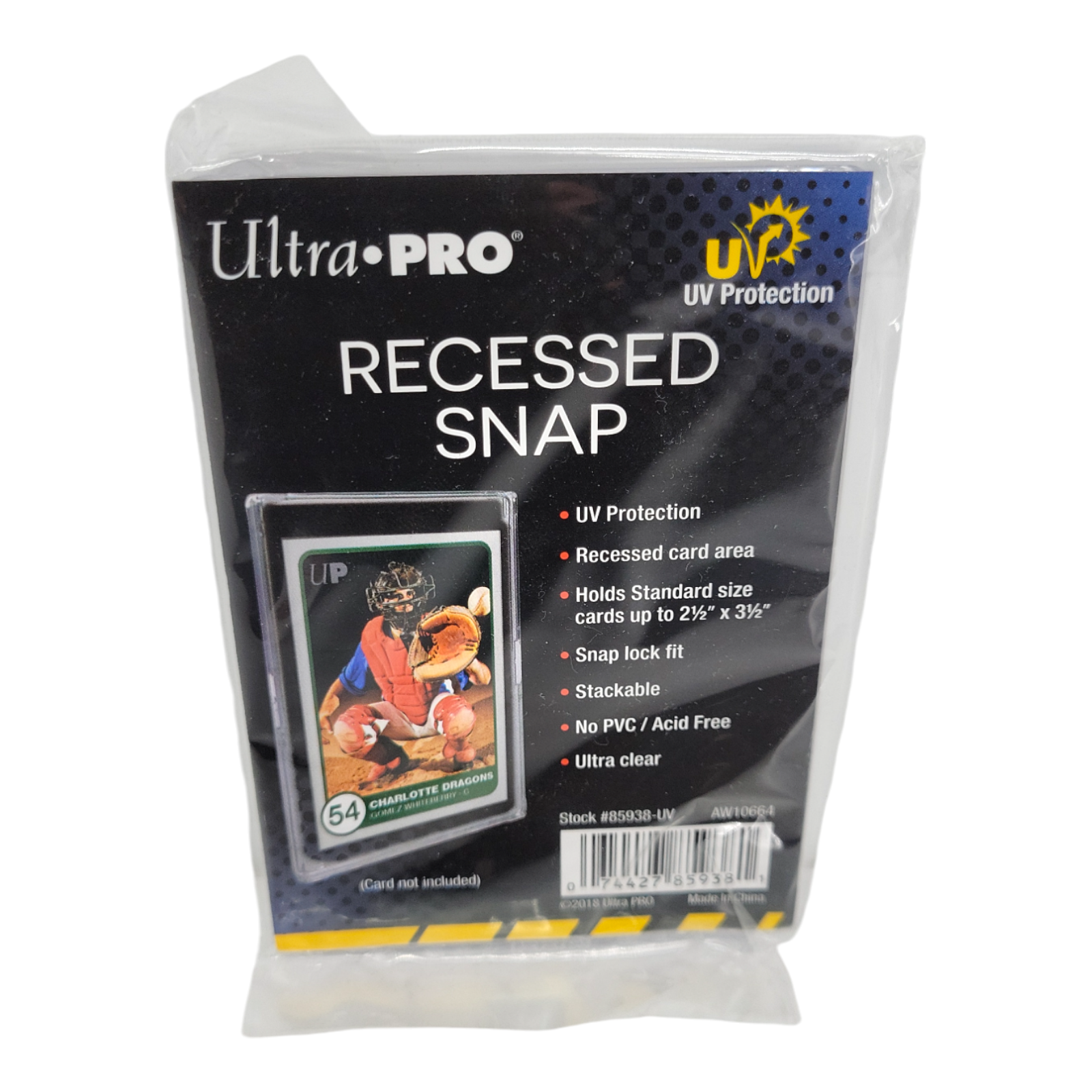 Ultra Pro UV Recessed Snap Card Holder Standard Size Cards with UV Protection