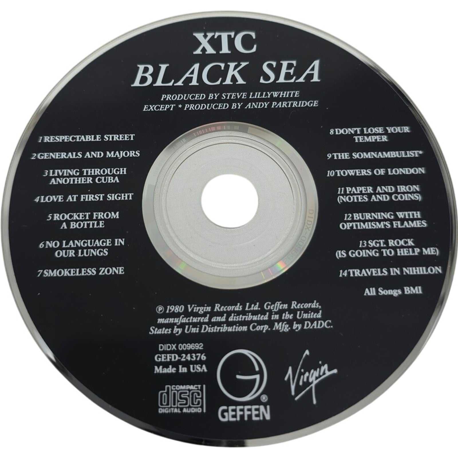 XTC Black Sea CD Album Geffen/Virgin Records 1980 Contains 3 Additional Tracks