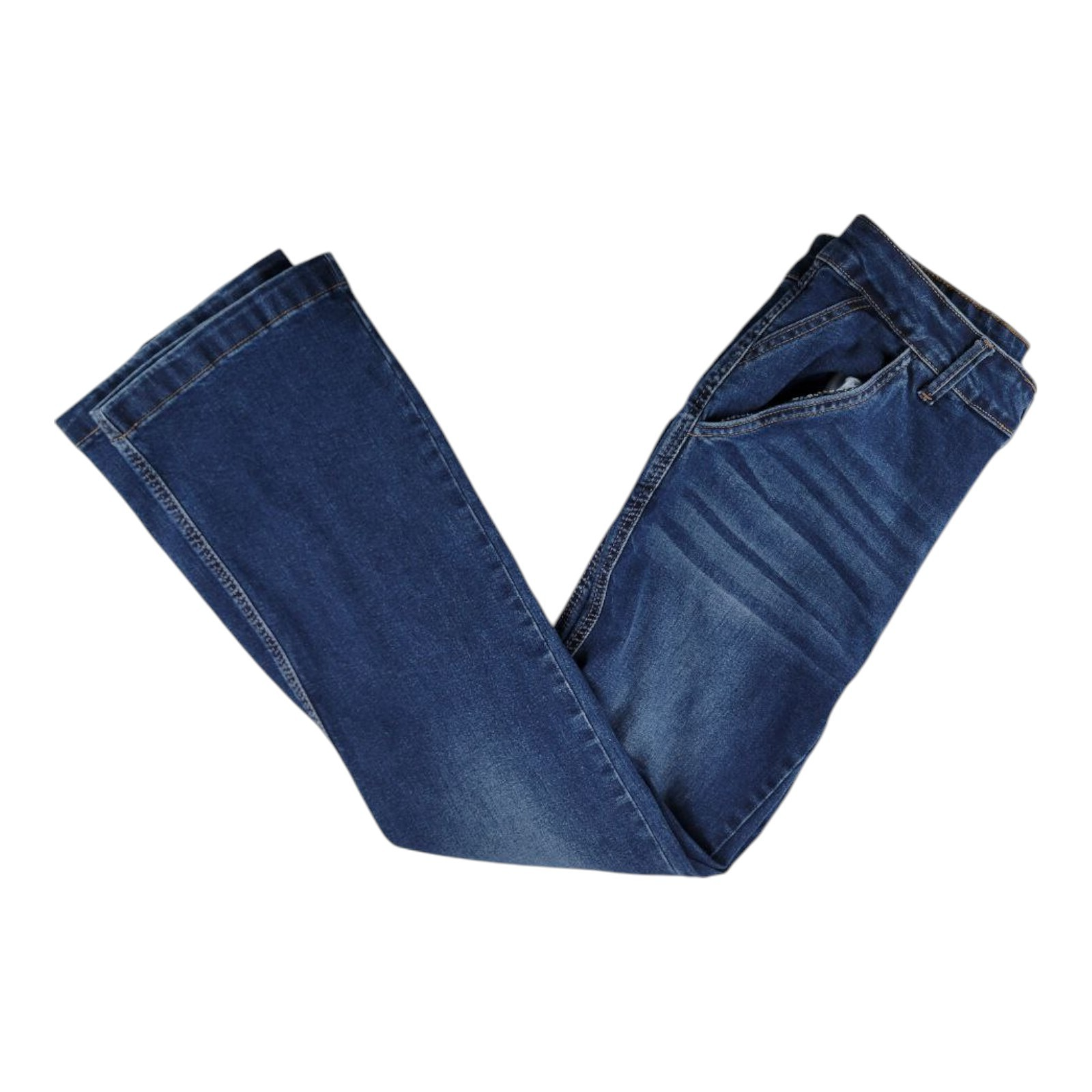 Flamingo Womens Stretch Denim Straight Leg Jeans Blue Size L