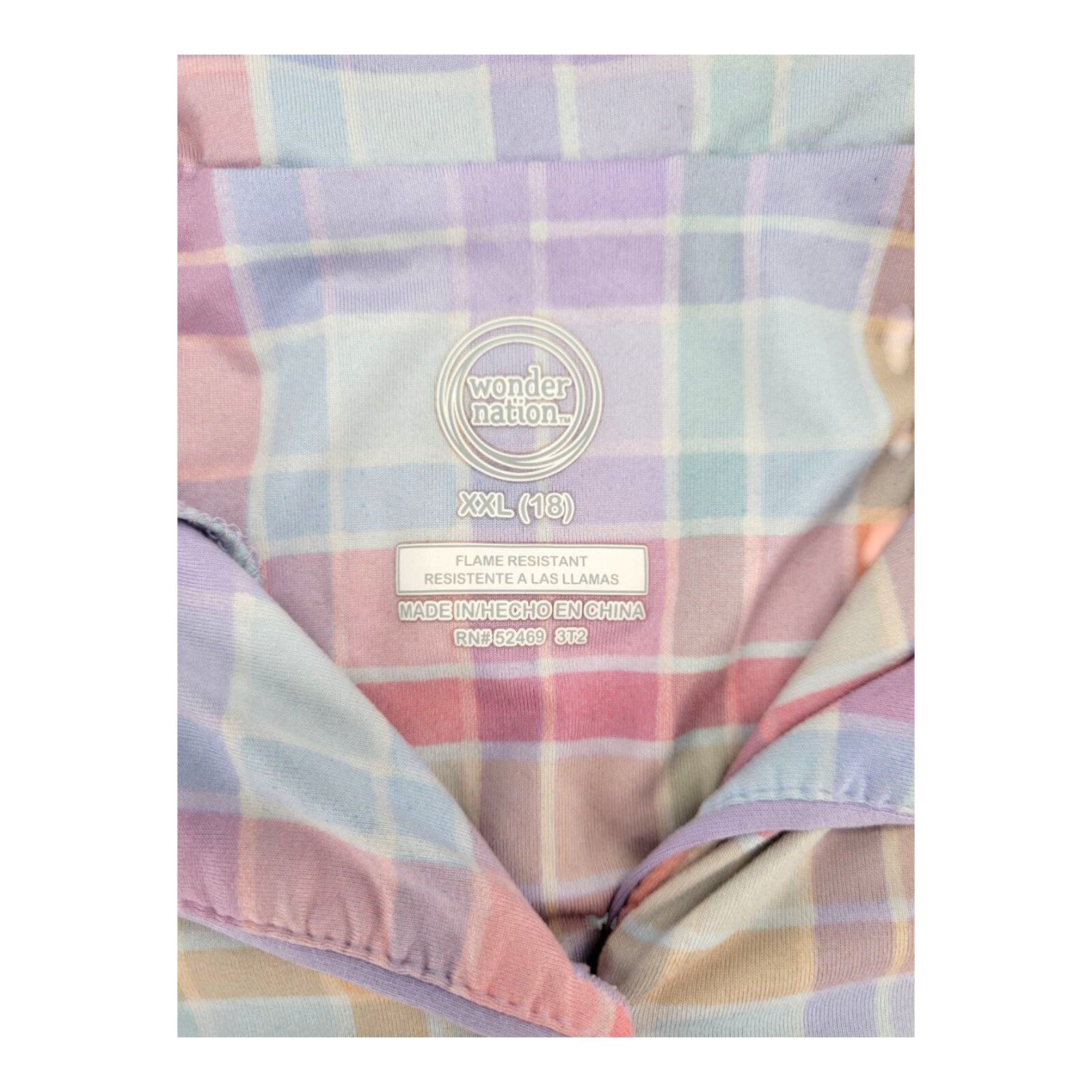 Wonder Nation Sleep Shirt Girls Pastel Plaid Button Front Top Size XXL 18