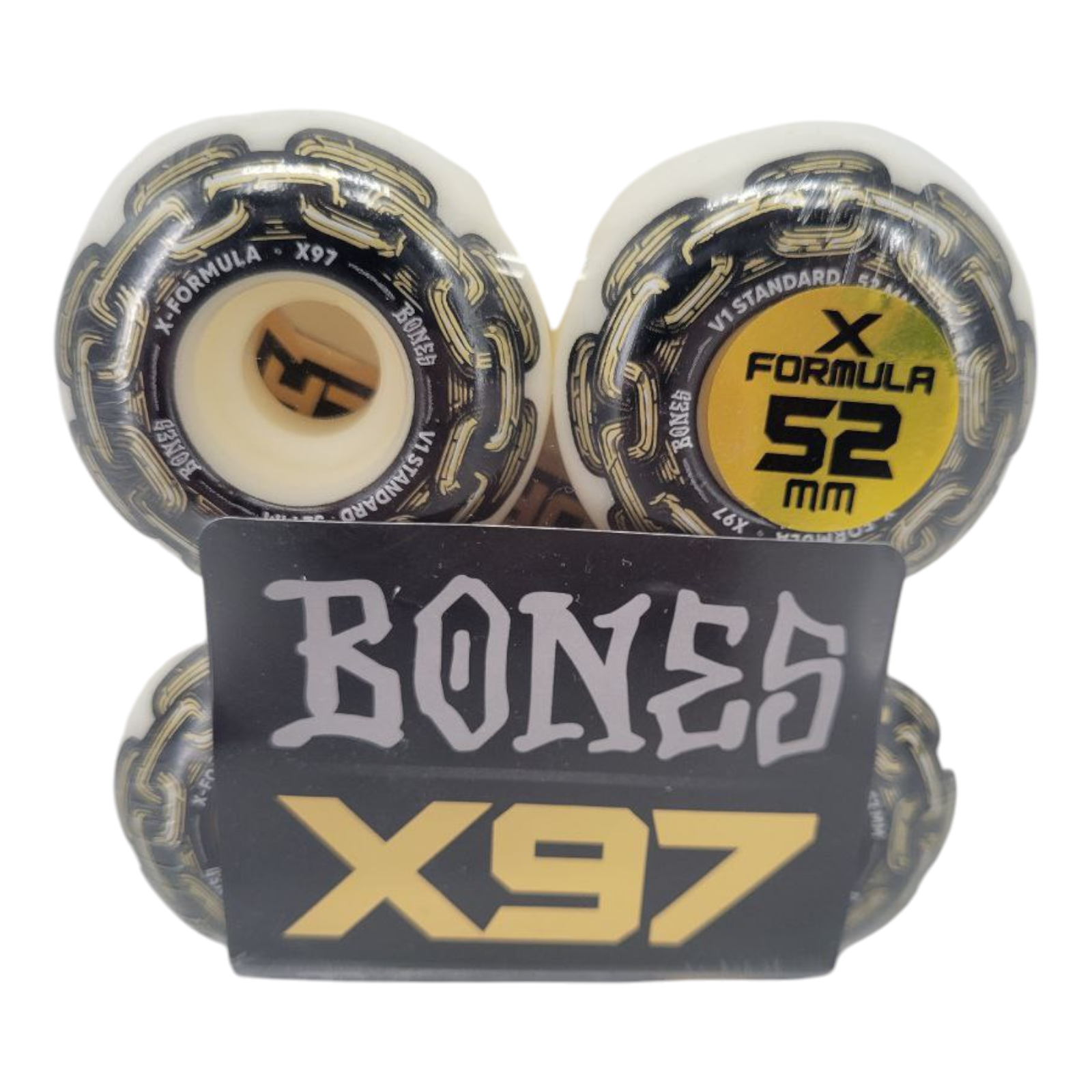 Bones X Formula Gold Chain V1 Standard 52mm 97A Skateboard Wheels Set of 4