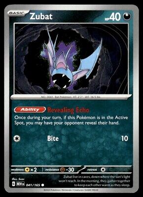 Pokemon 2023 Scarlet & Violet 151 Zubat Common #41 Near Mint Card