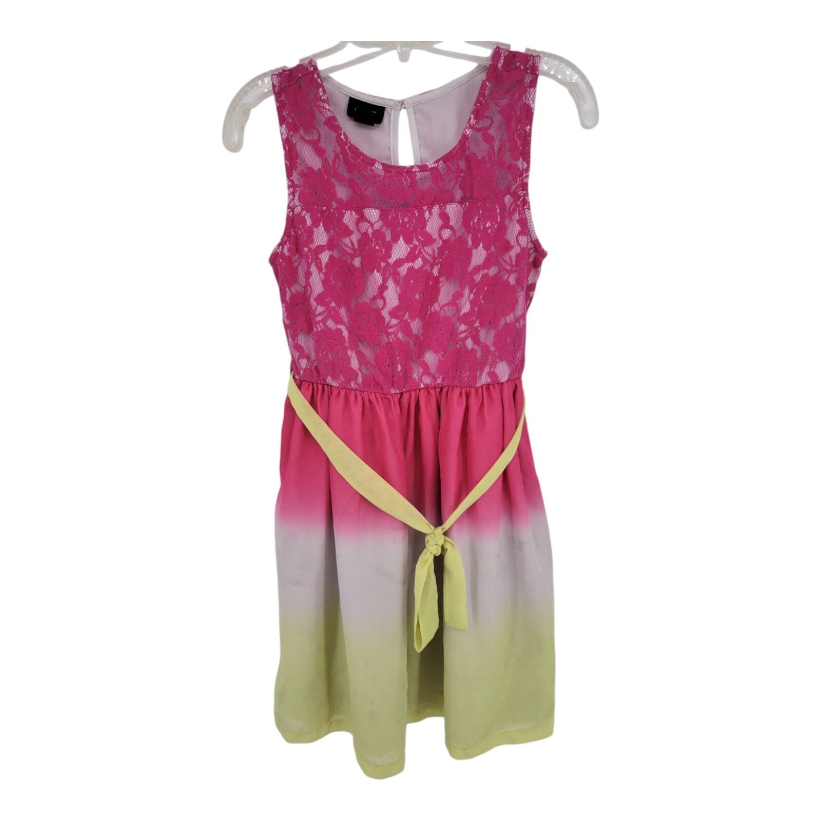 Holiday Editions Ombre Dress Girls Pink Yellow Sleeveless Lace Top Size L 10/12