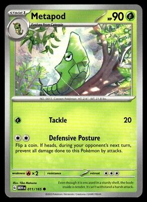 Pokemon 2023 Scarlet & Violet 151 Metapod Common #11 Near Mint Card