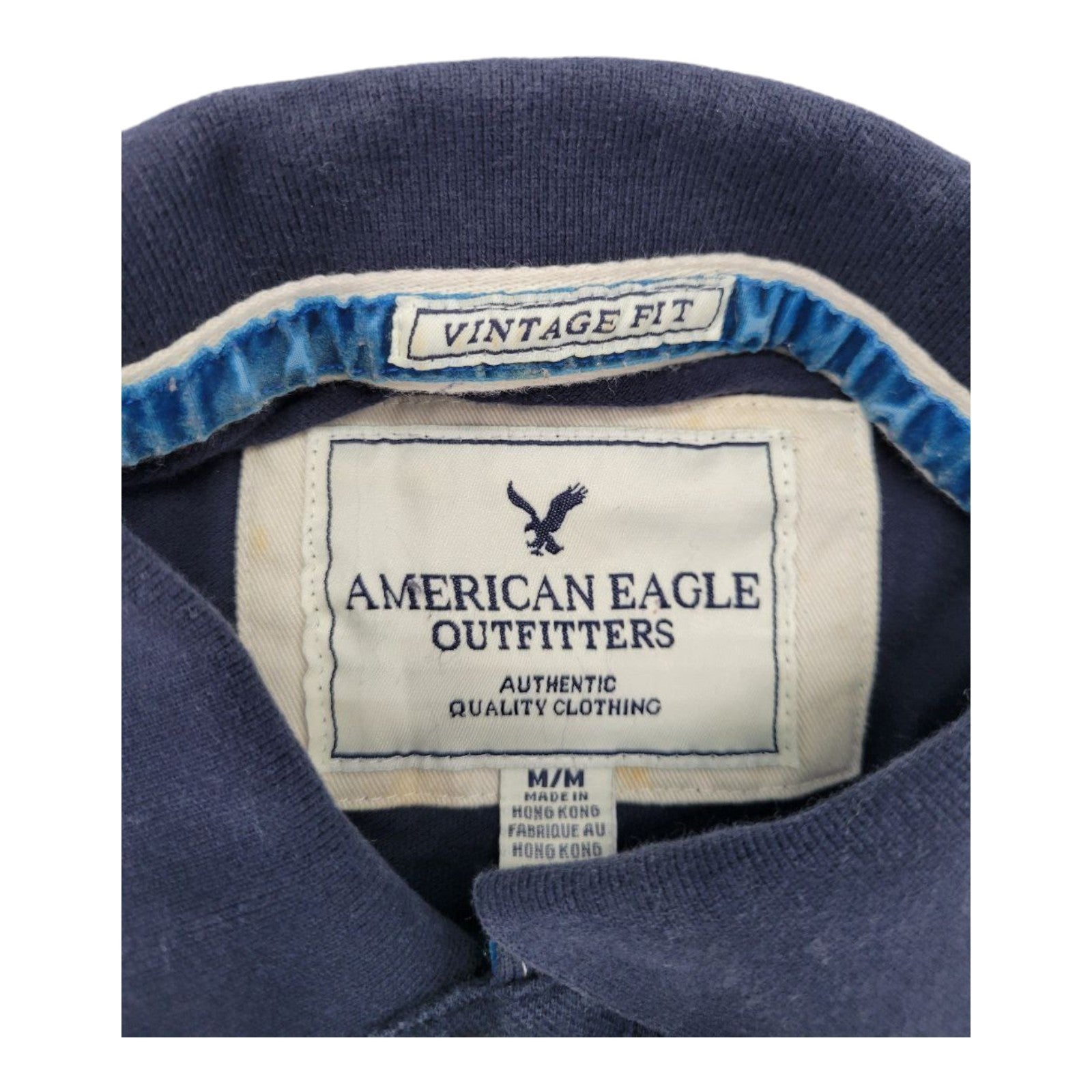 American Eagle Navy Polo Shirt Men's M Vintage Fit Embroidered Eagle