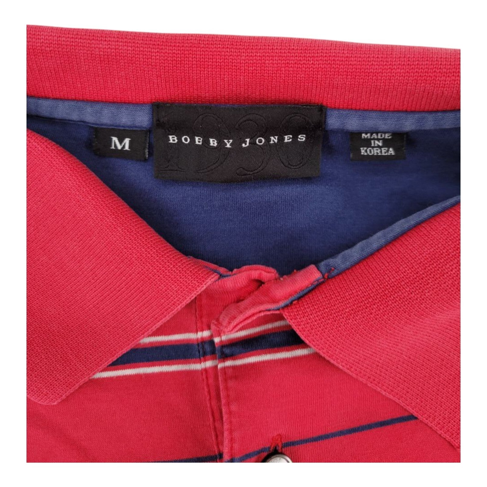 Bobby Jones Red Navy Striped Polo Shirt Mens Size M