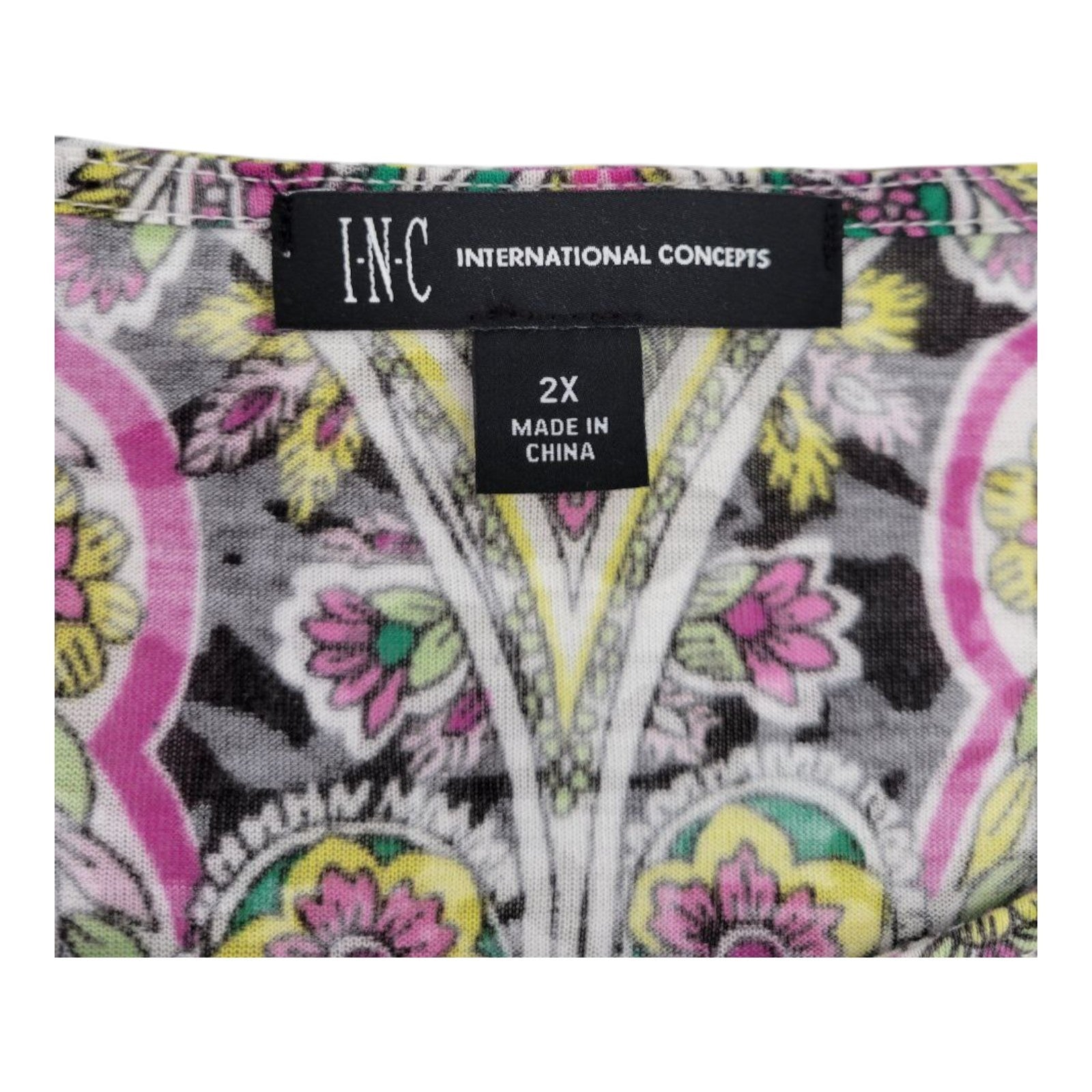 INC International Concepts Women's Plus Top 2X Opulent Paisley Stretch