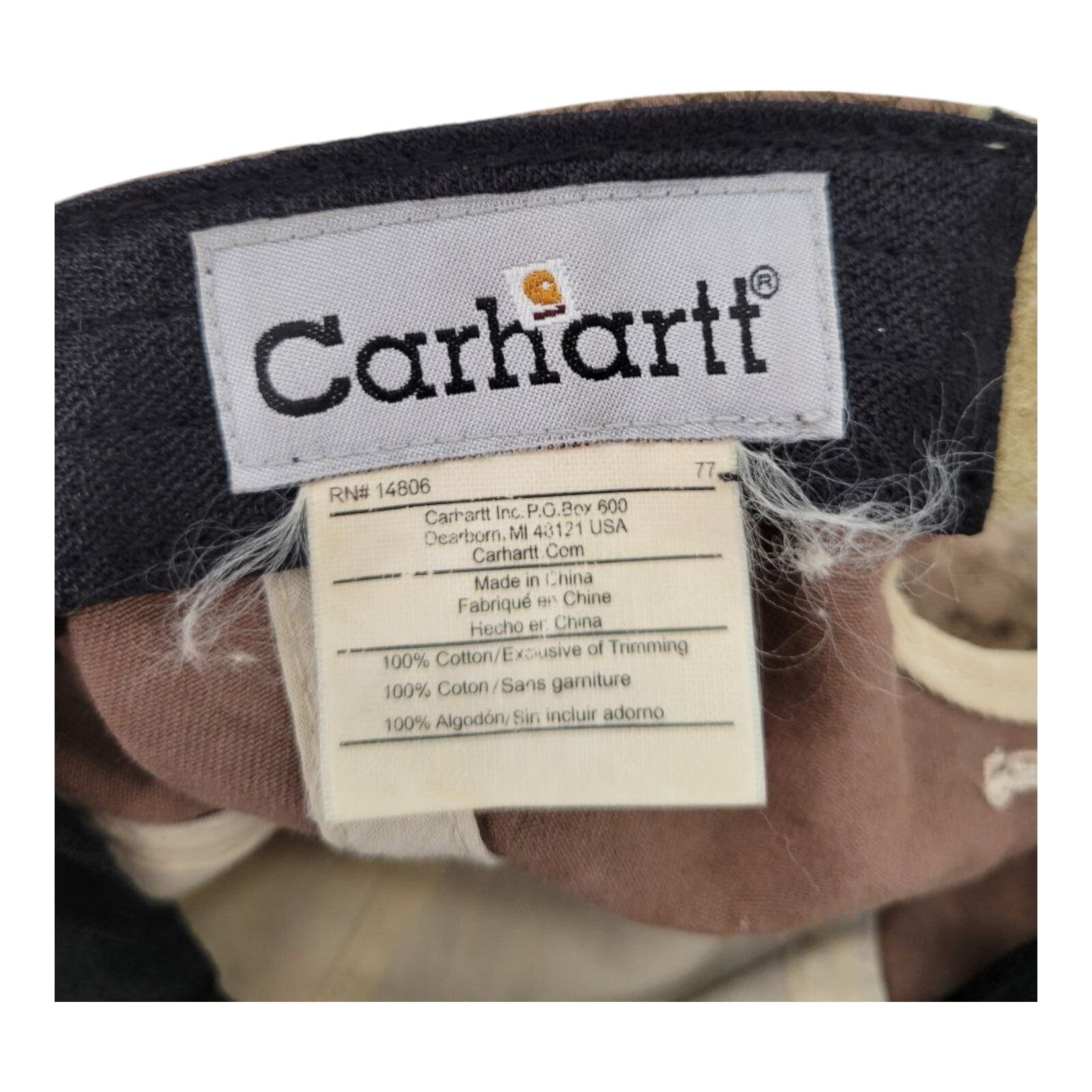 Carhartt Tan Logo Print Baseball Cap Adjustable Strapback Workwear Hat One Size
