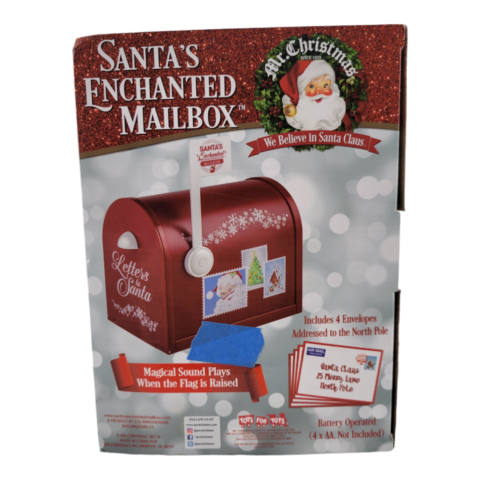 Mr. Christmas Santa's Enchanted Mailbox Magically Send Letter to the North Pole