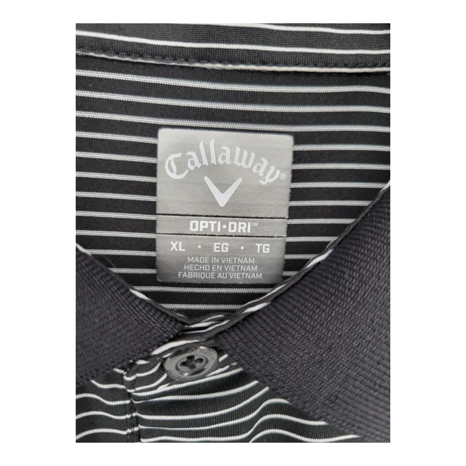 Callaway Opti Dri Polo Black White Stripe Golf Activewear Mens Shirt XL