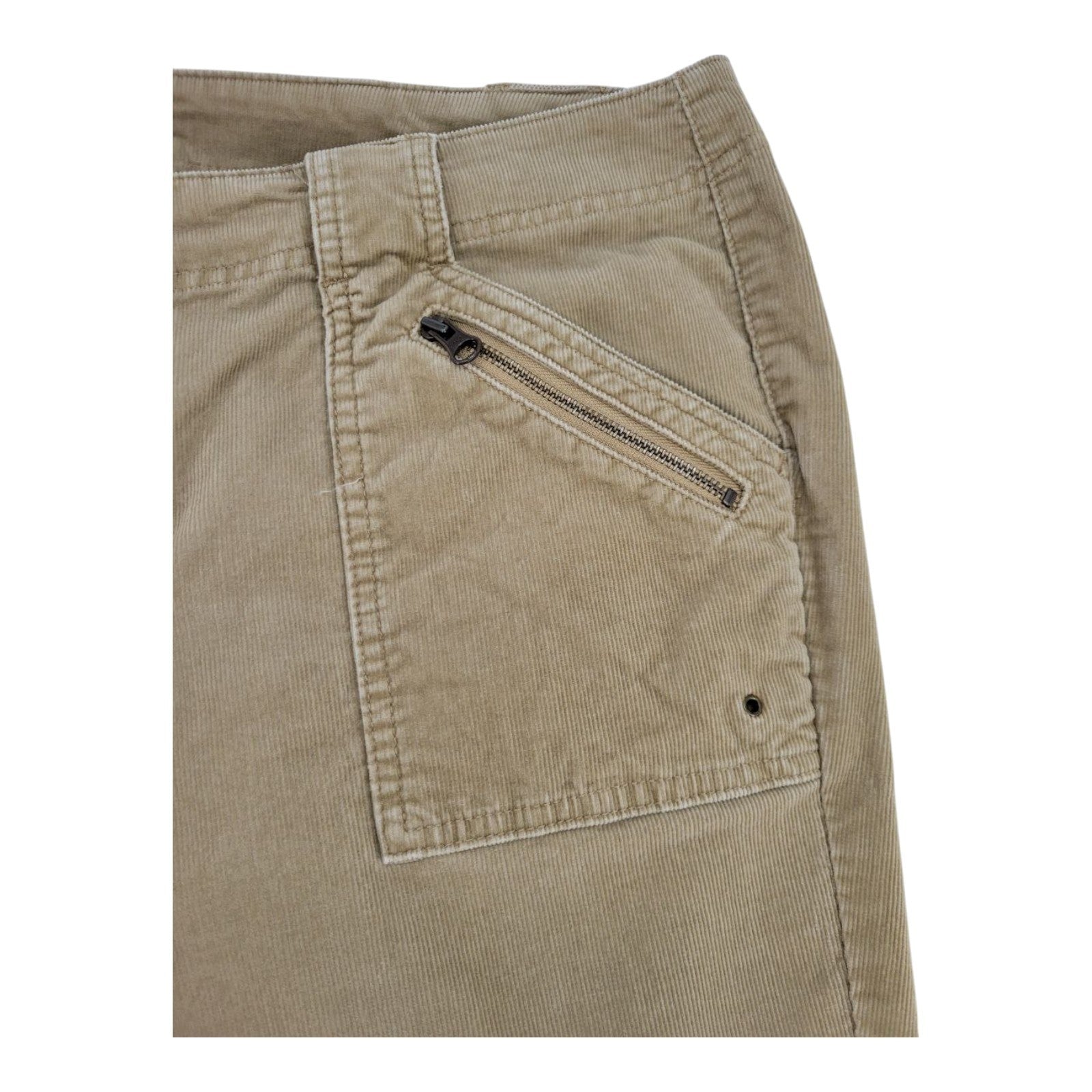 Venezia Womens Beige Corduroy Pants Zip Pocket Cotton Spandex Blend Size 20