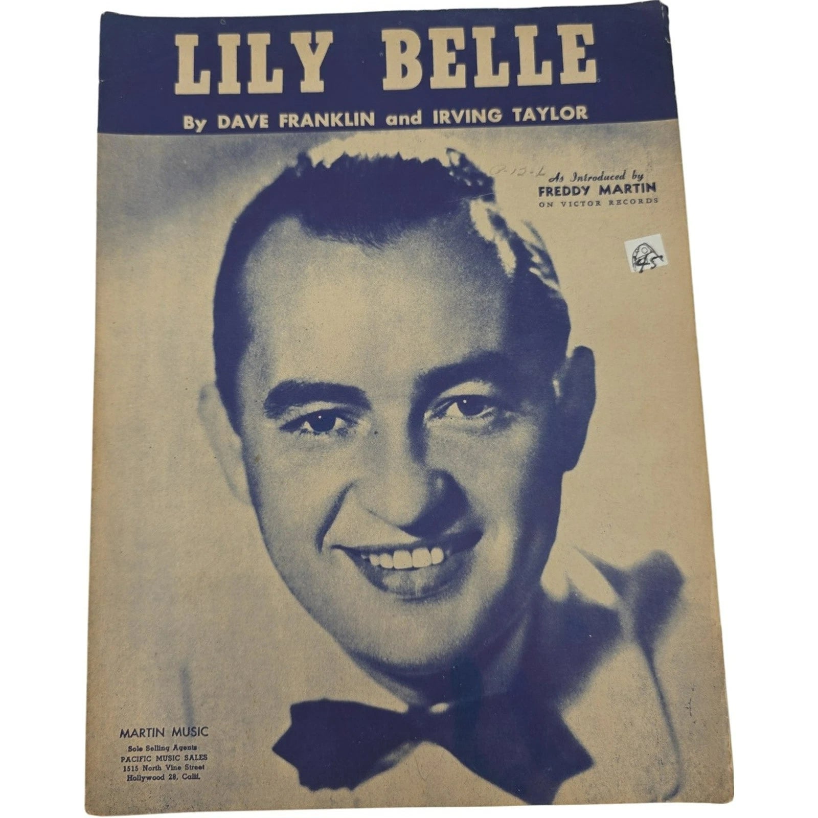 Vintage 1945 Sheet Music Lily Belle by Dave Franklin and Irving Taylor
