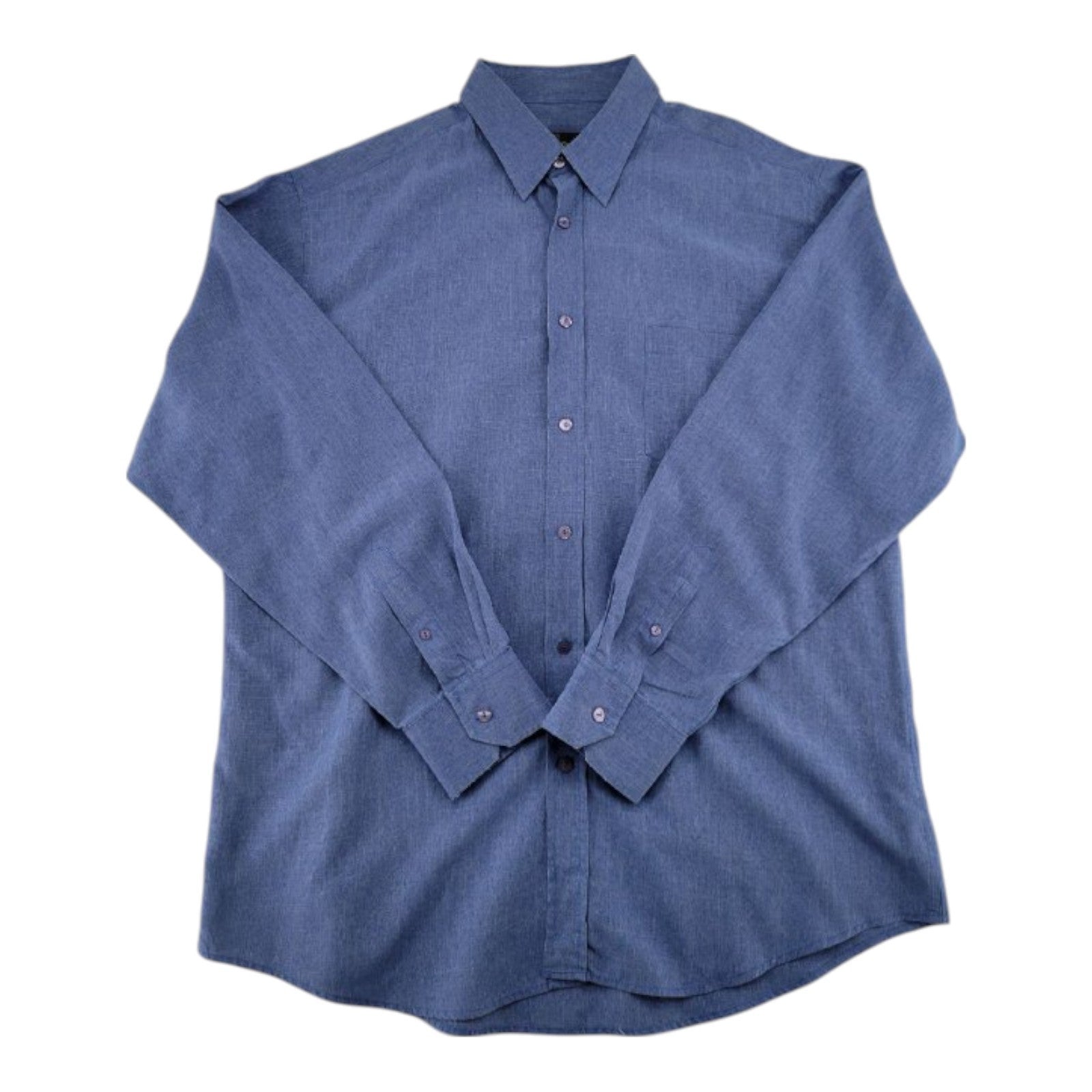 Bugatchi Uomo Men's XL Blue Button-Up Shirt Long Sleeve Cotton Blend
