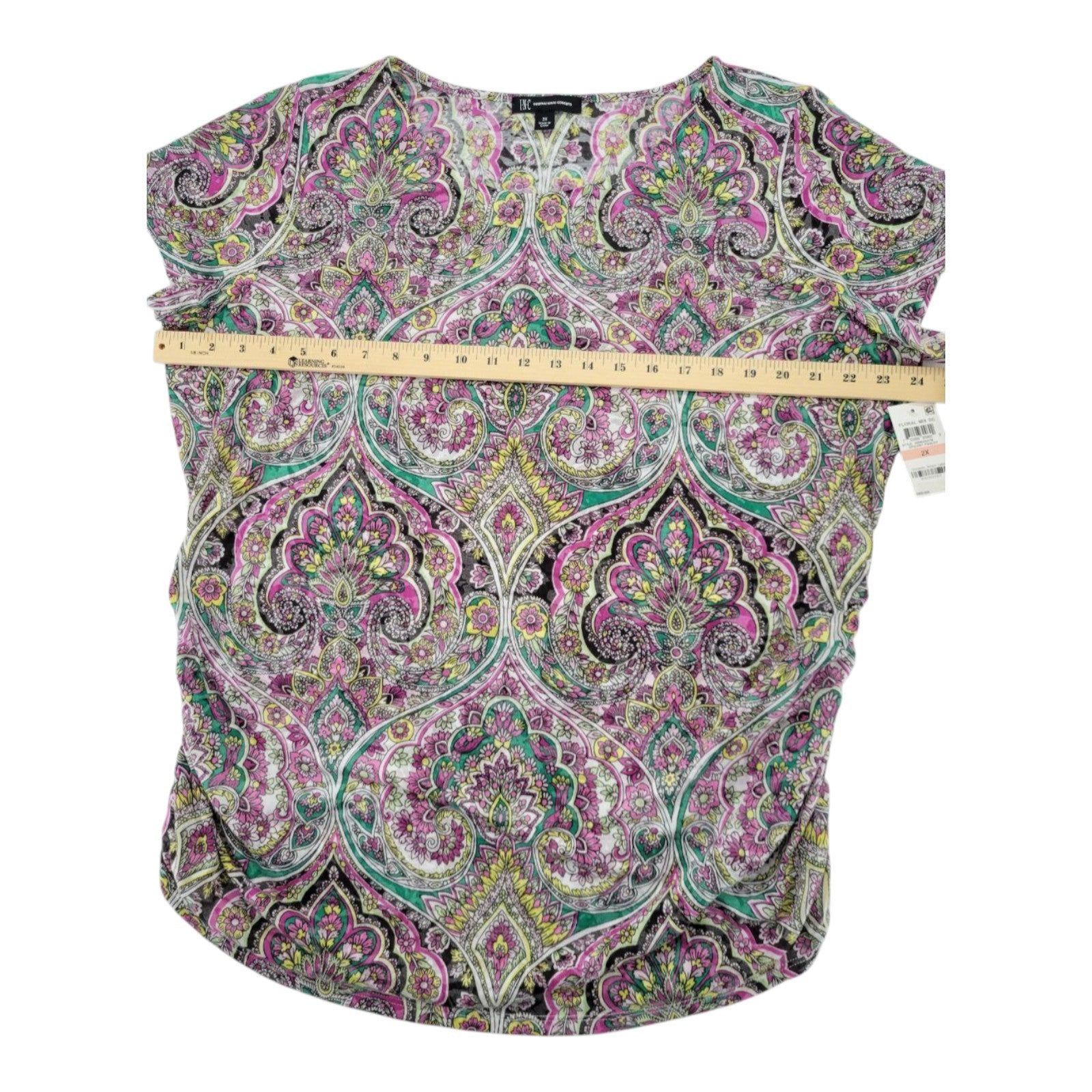 INC International Concepts Women's Plus Top 2X Opulent Paisley Stretch