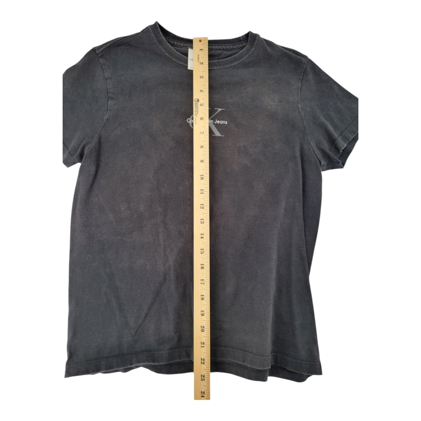 Calvin Klein Jeans Black CK Logo Distressed Look T-Shirt Womens Size M