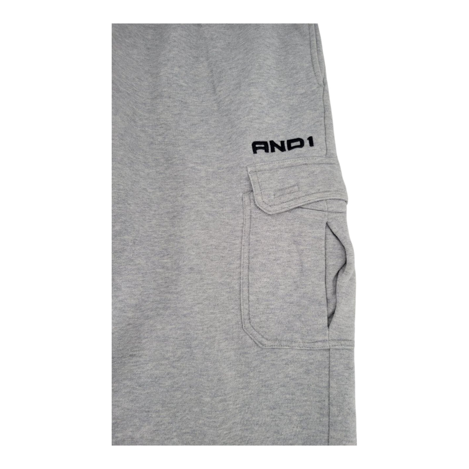 AND1 Men's Gray Fleece Cargo Sweatpants Size XL Drawstring Waist Comfy Fit