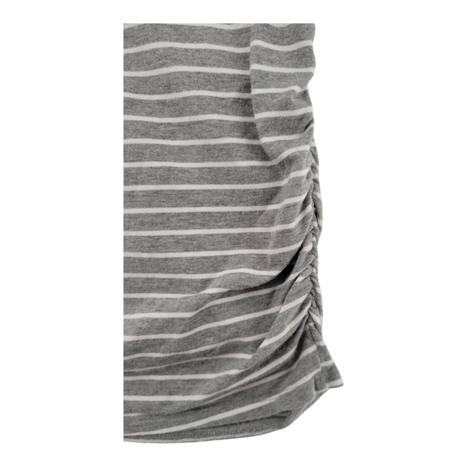 Motherhood Maternity Gray White Stripe T-Shirt Top Side Ruched V Neck Size XL
