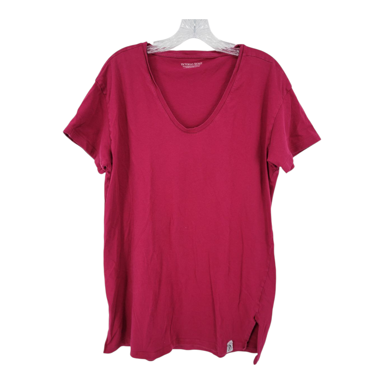 Victorias Secret Womens T Shirt Pink Short Sleeve V Neck Cotton Size M L