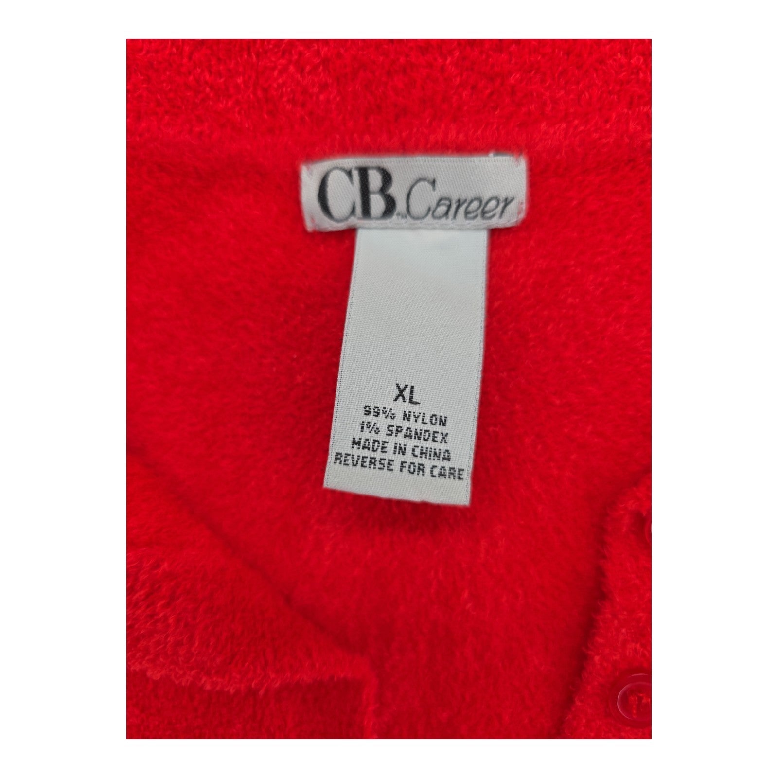 CB Career Red Collared Button-Up Sweater Women’s XL Nylon Spandex 3/4 Sleeve