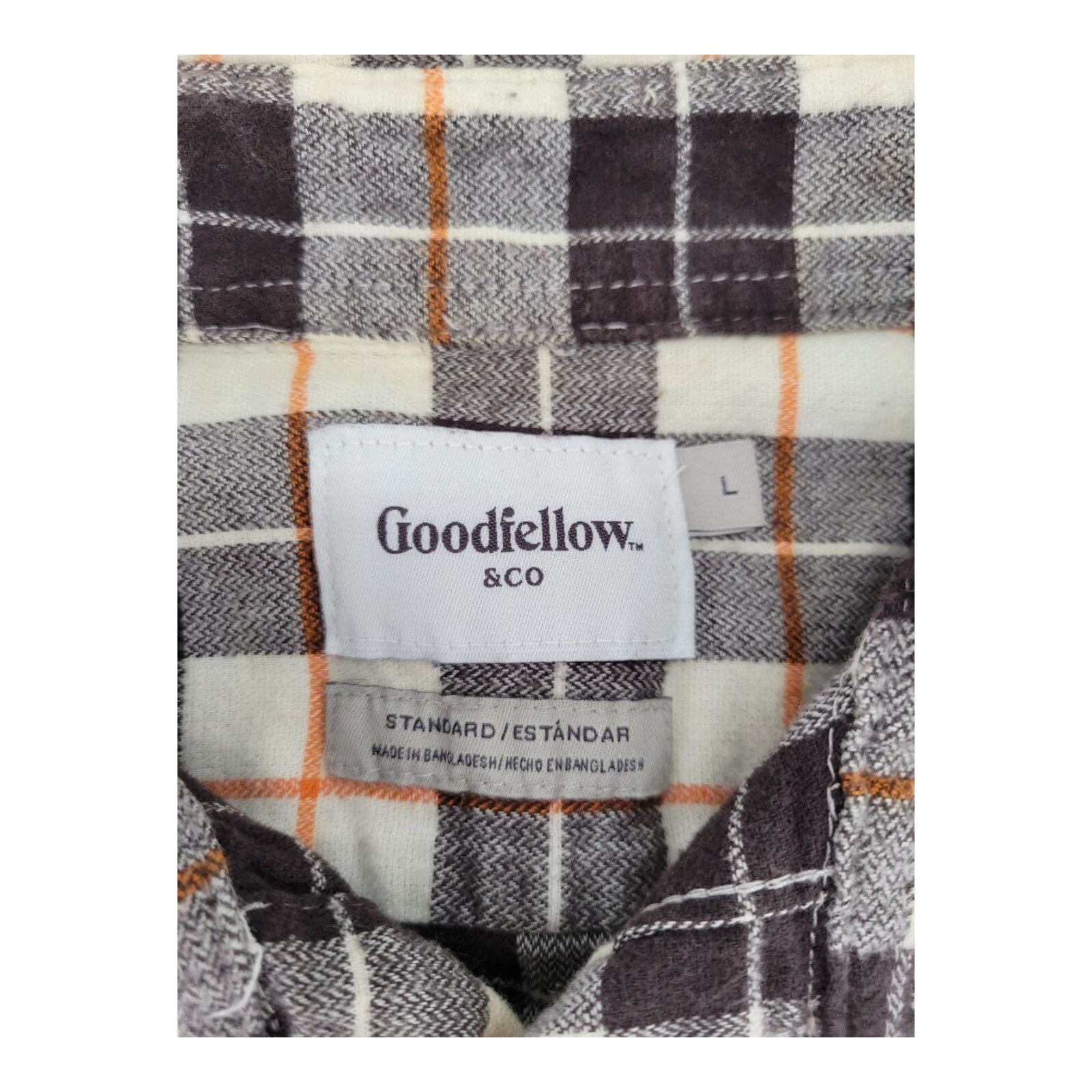 Goodfellow & Co Standard Mens Flannel Button Up Long Sleeves Shirt Size L
