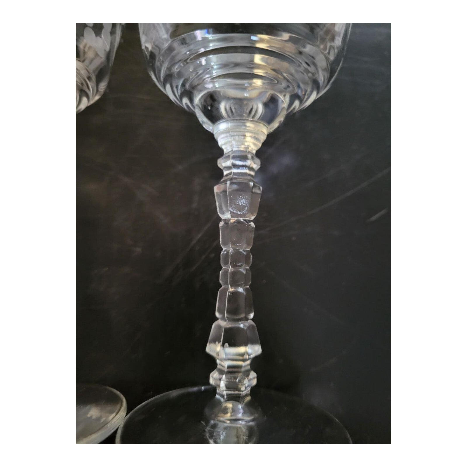 Vintage Etched Crystal Wine Sherbet Glasses Set of 2 Libbey Stem 5.75"