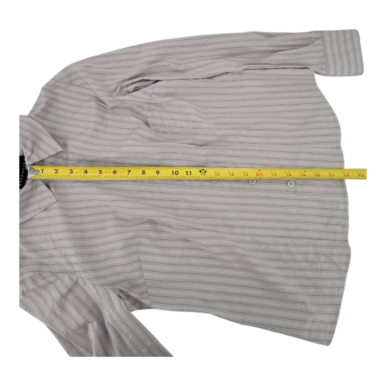 Attention Womens Button Up Long Sleeve Shirt Gray Striped Size M