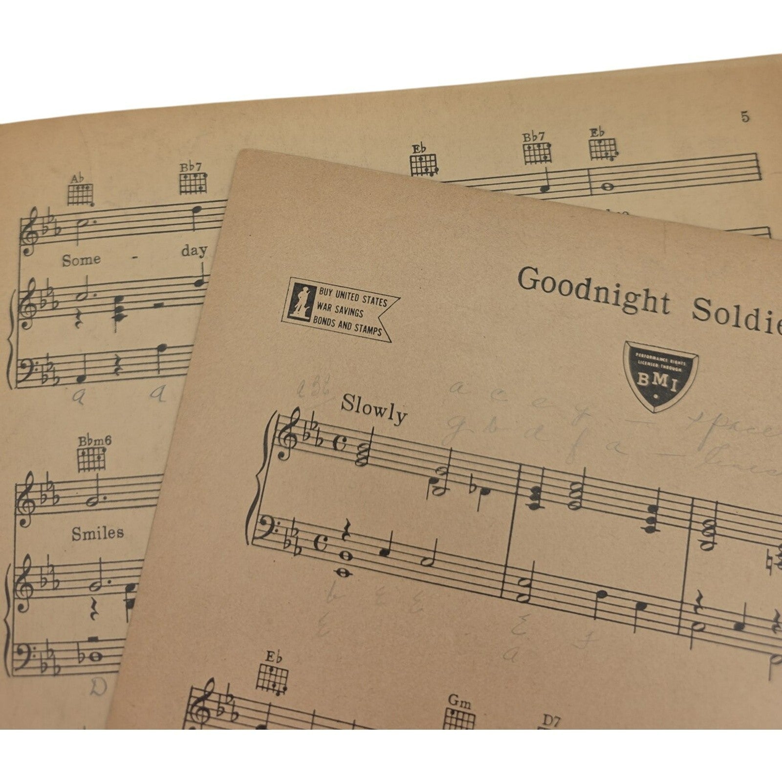 Vintage 1943 Sheet Music Goodnight Soldier by Harry Johnson