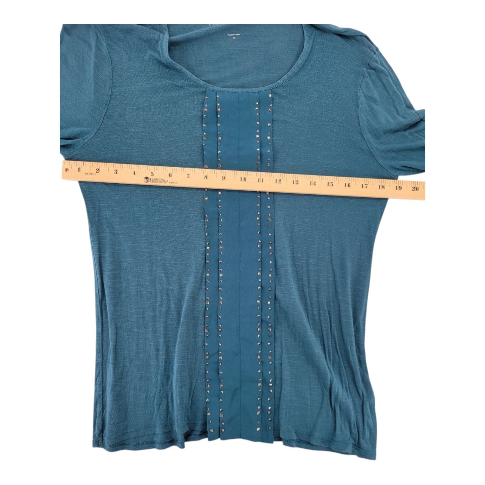 Calvin Klein Jeans Teal Long Sleeve Embellished Top Size M