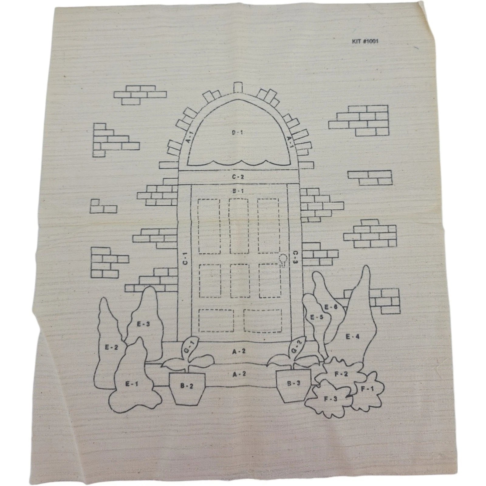1977 The Door Fabric Art Kit #1001 Complete Appliqué and Embroidery Craft Set